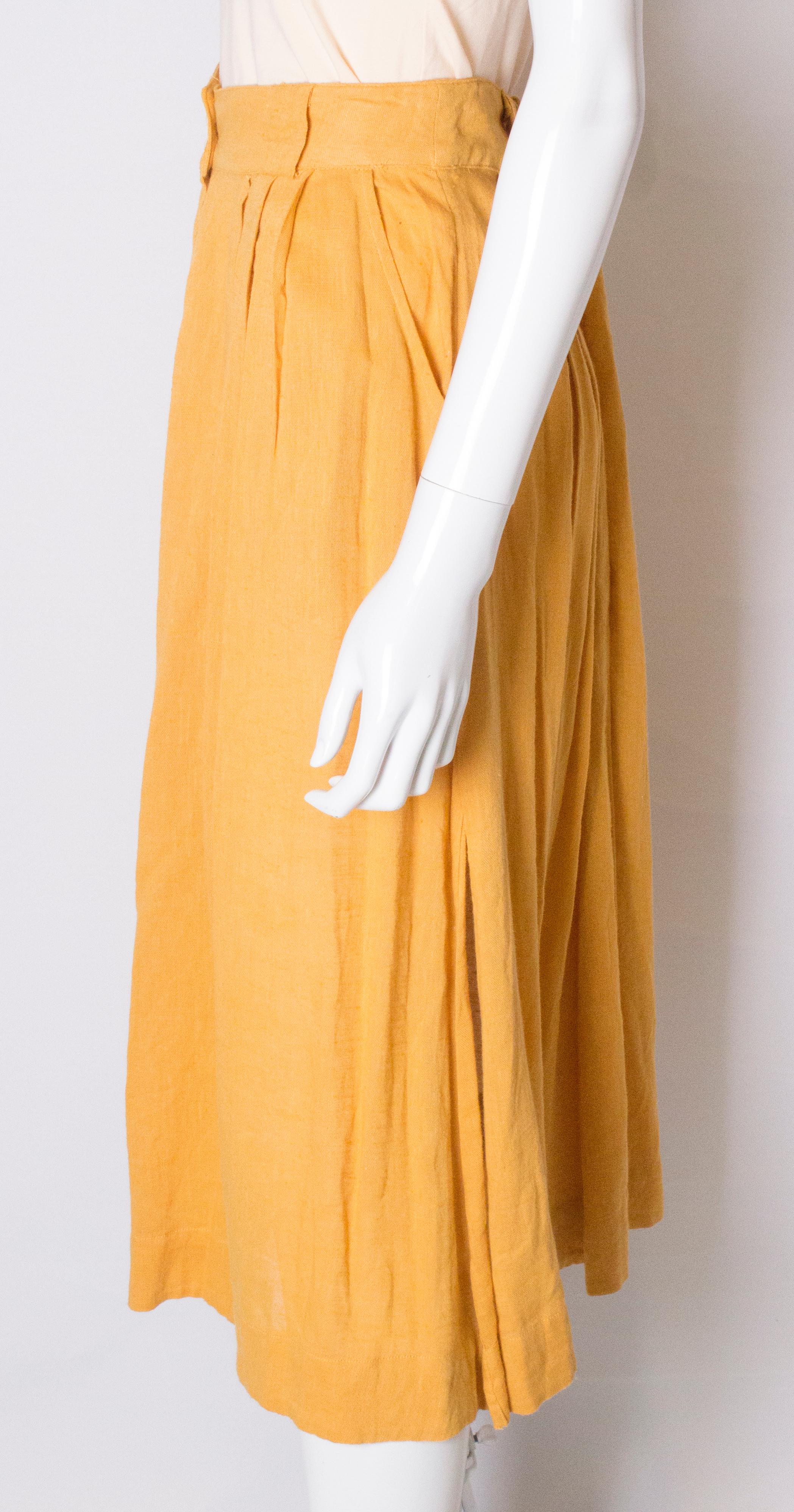 Vintage Orange Button Through Summer Skirt For Sale 1