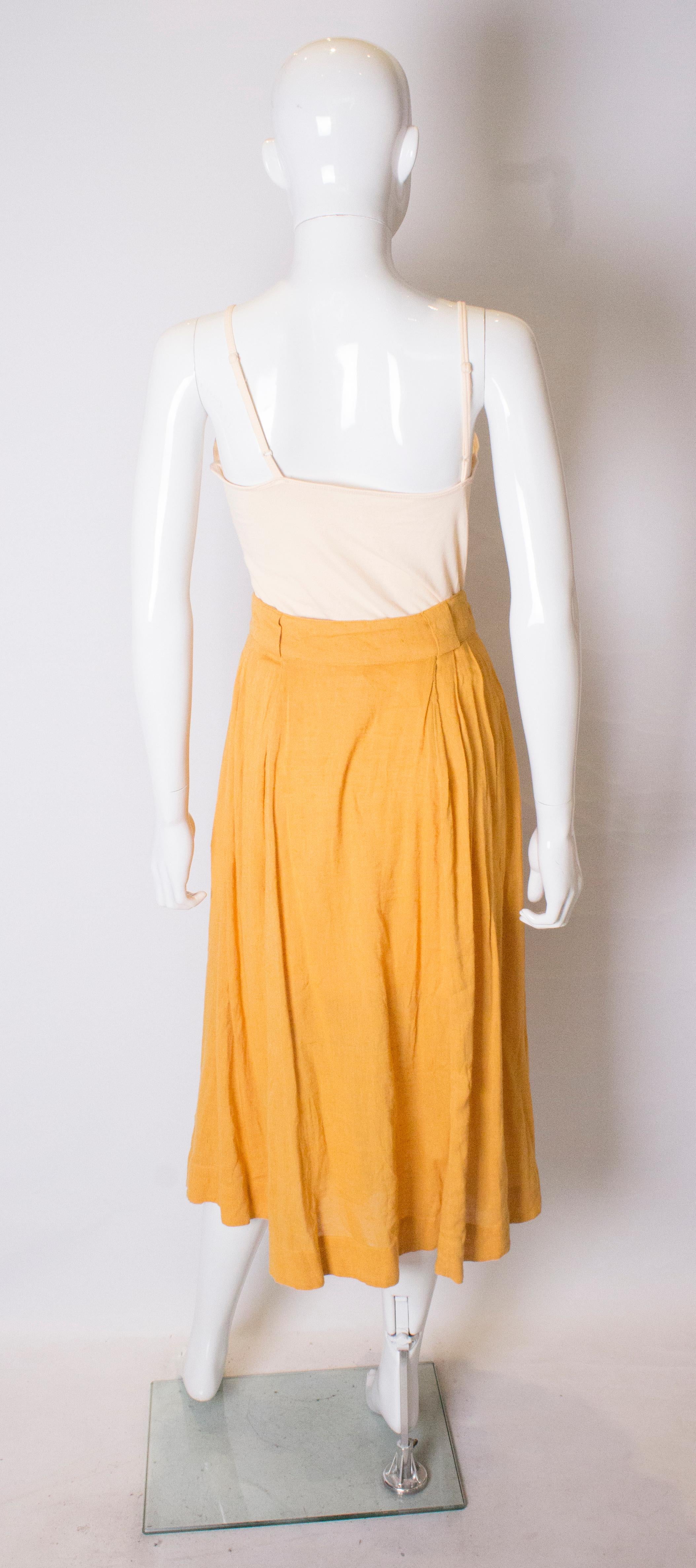 Vintage Orange Button Through Summer Skirt For Sale 2