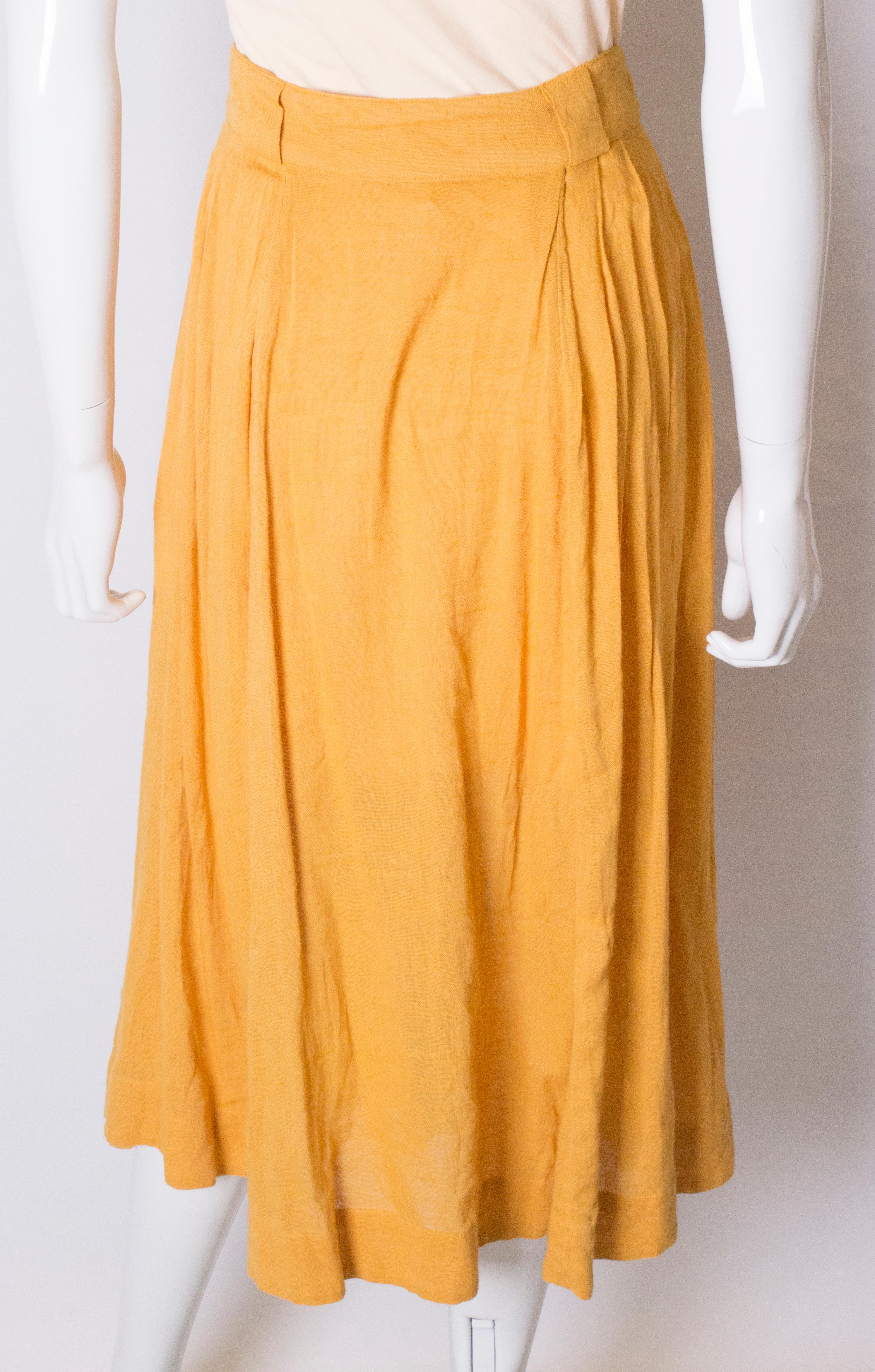Vintage Orange Button Through Summer Skirt For Sale 3