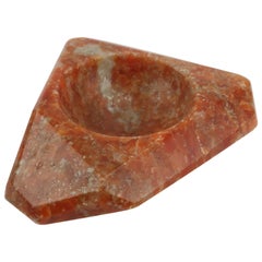 Vintage Orange Carved Granite Ashtray