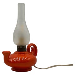 Vintage Orange Ceramic and Glass Lamp Made in Italy, 1960s