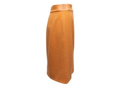 Vintage Orange Chanel Boutique Tweed Pencil Skirt Size FR 42