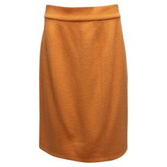 Gonna a tubino in tweed Chanel Boutique arancione vintage taglia FR 42