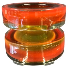 Orangefarbenes Aschenbecher-Tablett aus Zigarrenglas