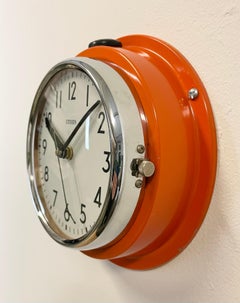 Vintage Orange Citizen Navy Wall Clock, 1970s