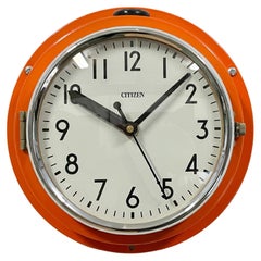 Vintage Orange Citizen Navy Wall Clock, 1970s