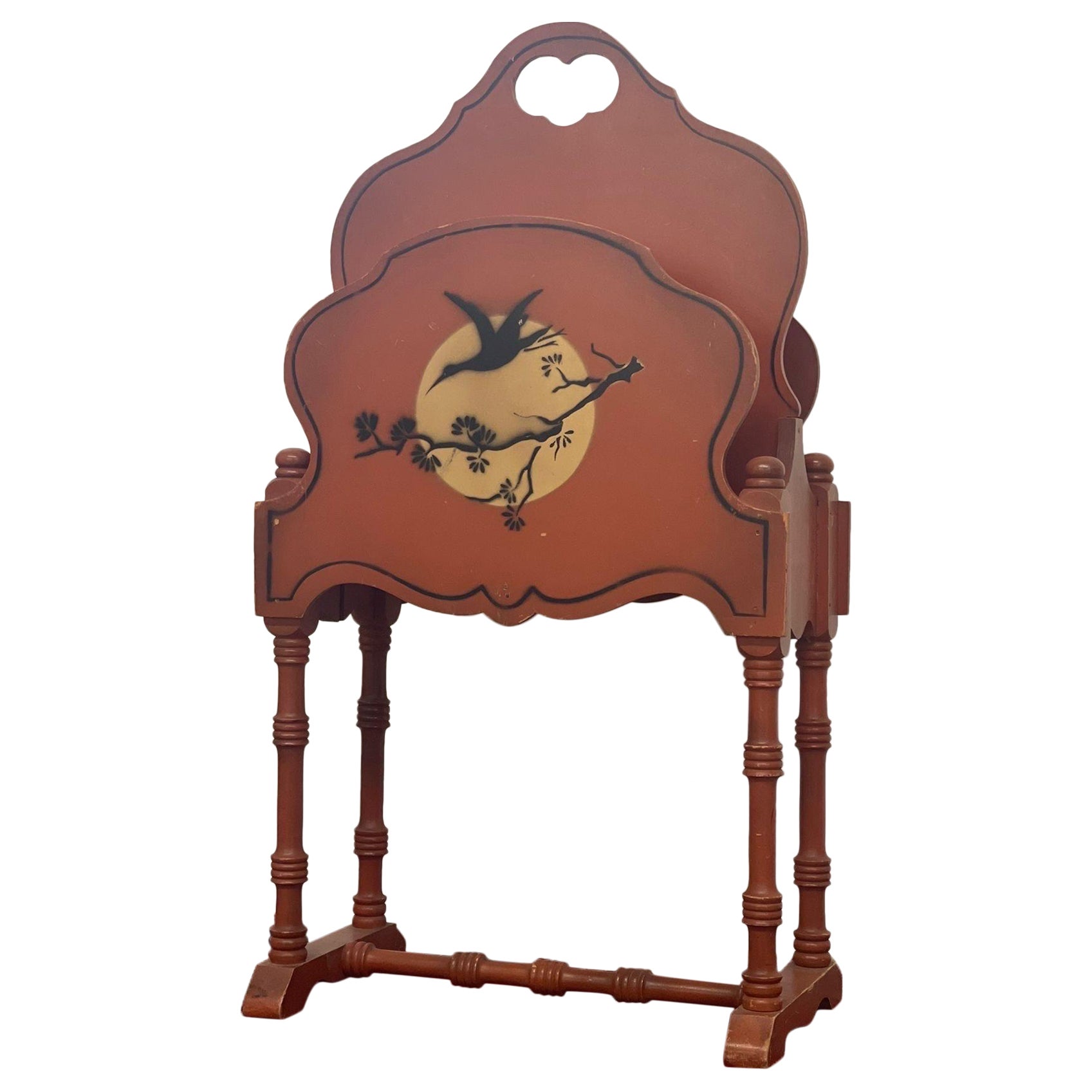 Vintage Orange Colored Magazine Rack