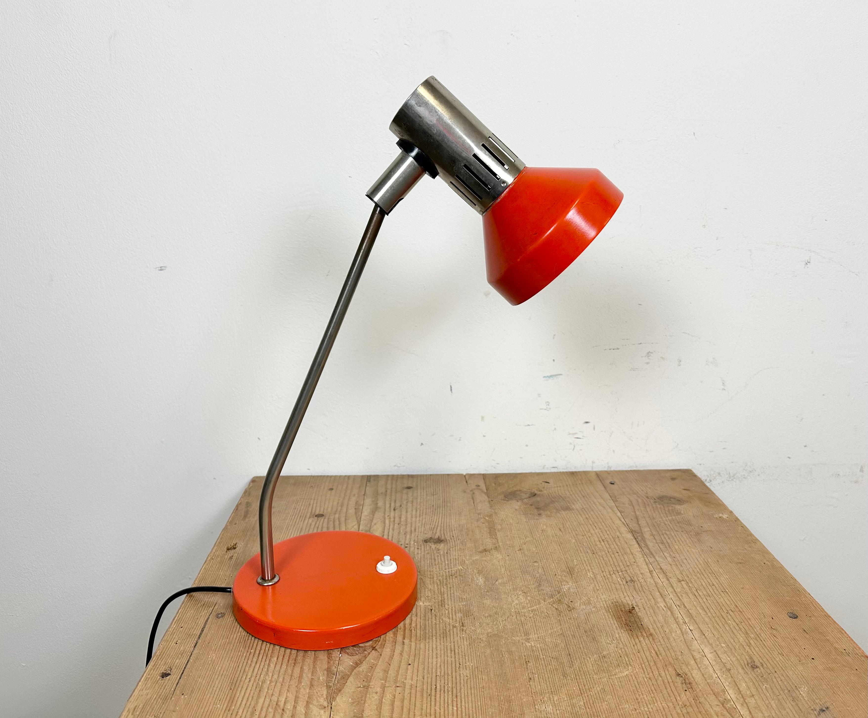 Vintage Orange East German Table Lamp from AKA Leuchten, 1970s For Sale 3
