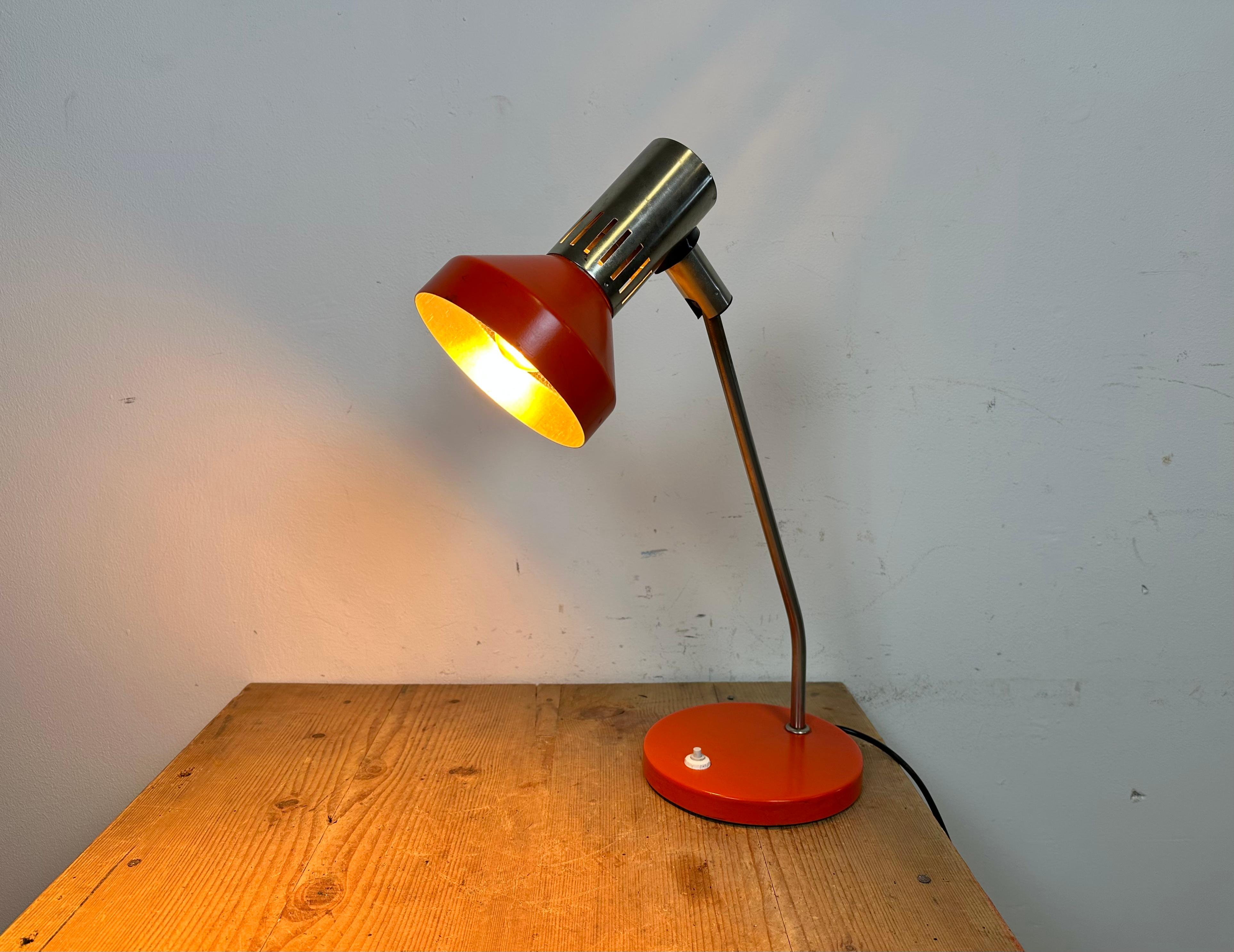 Vintage Orange East German Table Lamp from AKA Leuchten, 1970s For Sale 10