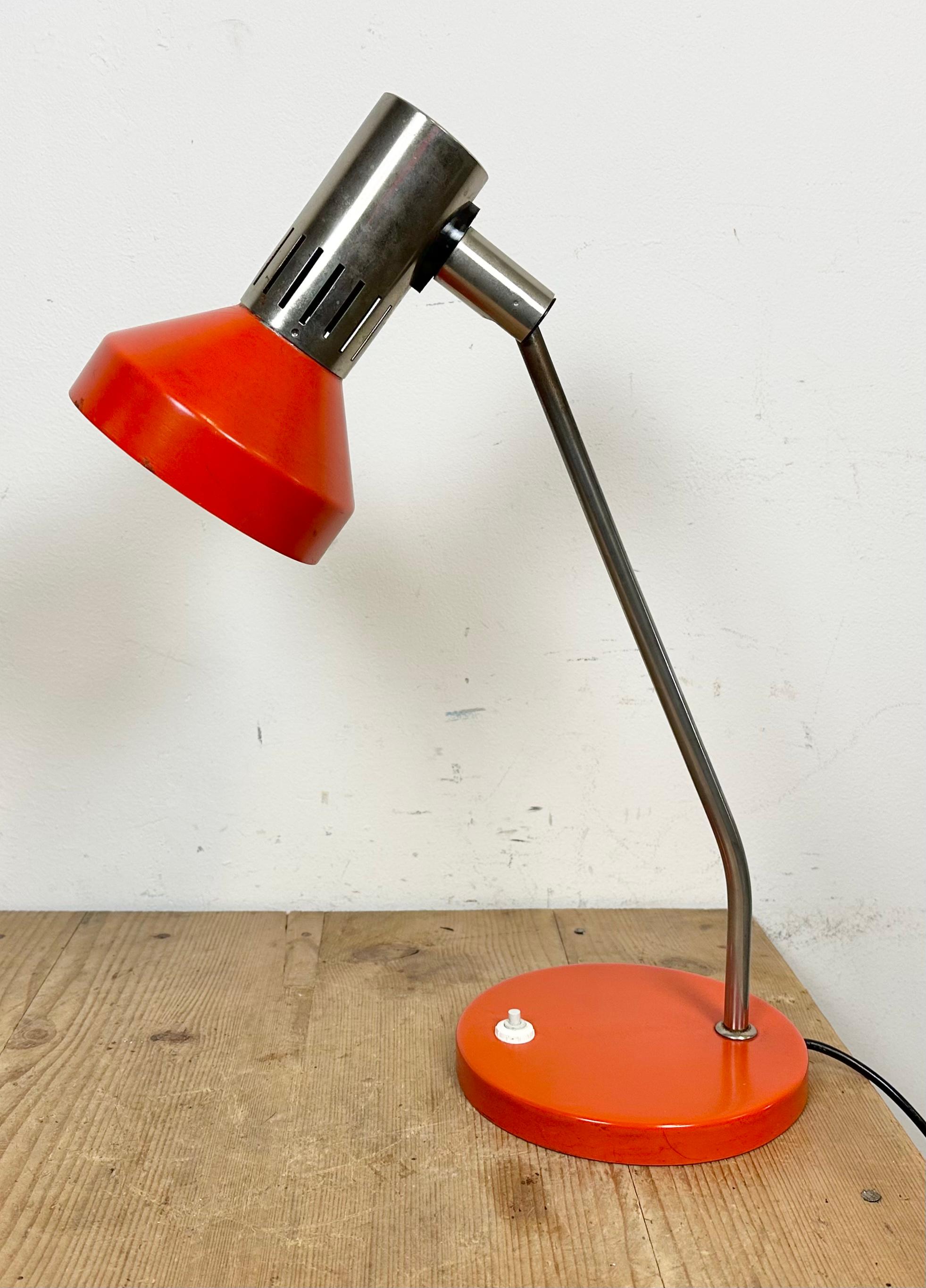 Industrial Vintage Orange East German Table Lamp from AKA Leuchten, 1970s For Sale