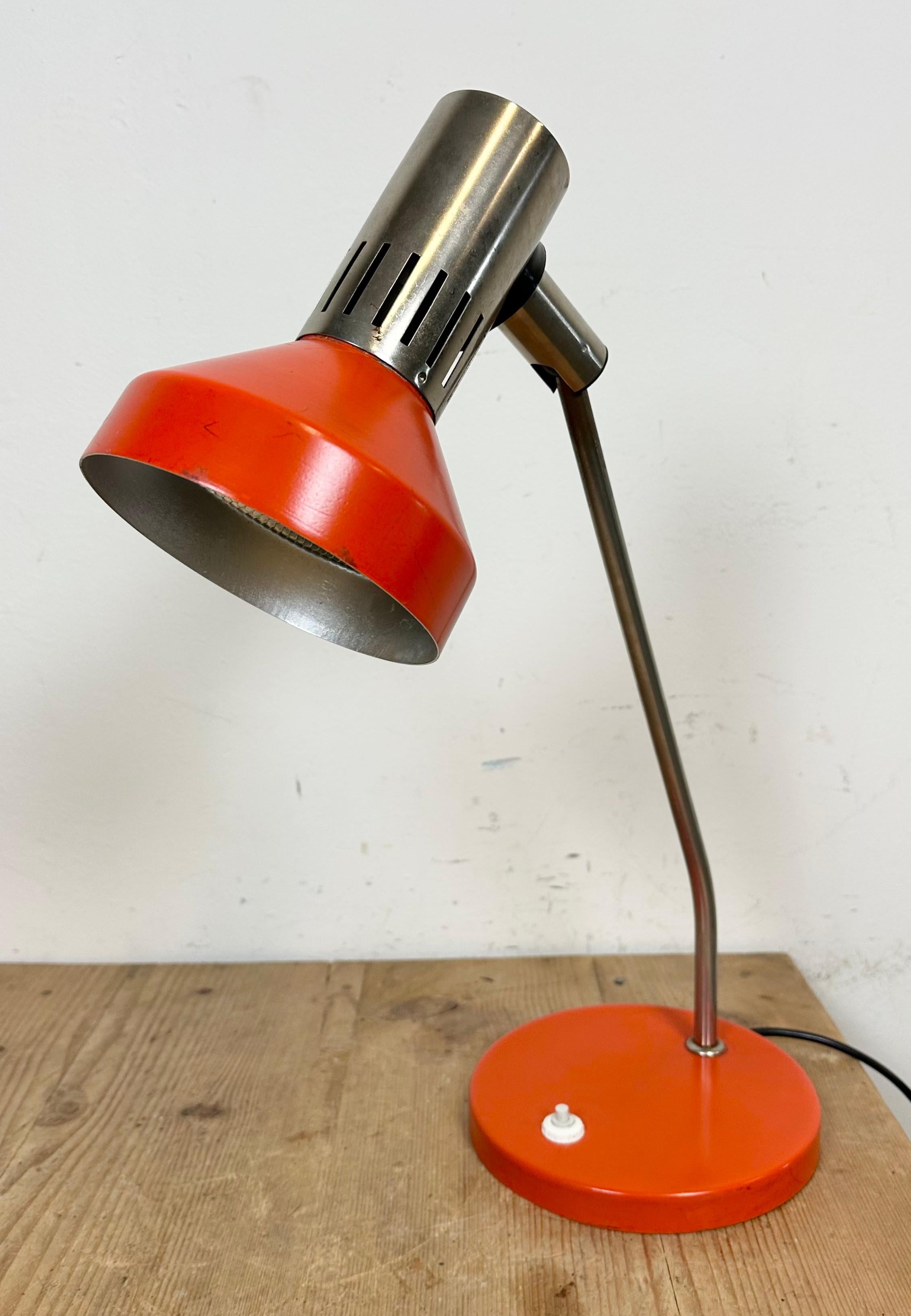 Lacquered Vintage Orange East German Table Lamp from AKA Leuchten, 1970s For Sale