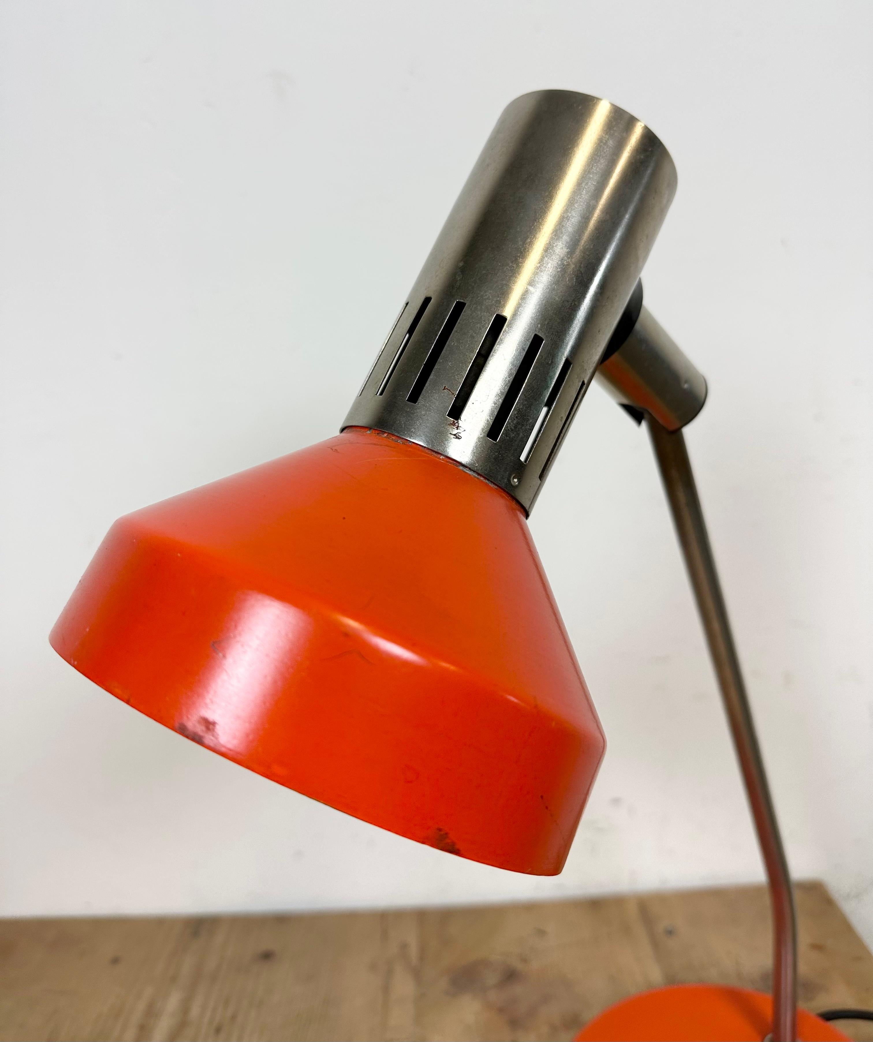 Vintage Orange East German Table Lamp from AKA Leuchten, 1970s In Good Condition For Sale In Kojetice, CZ