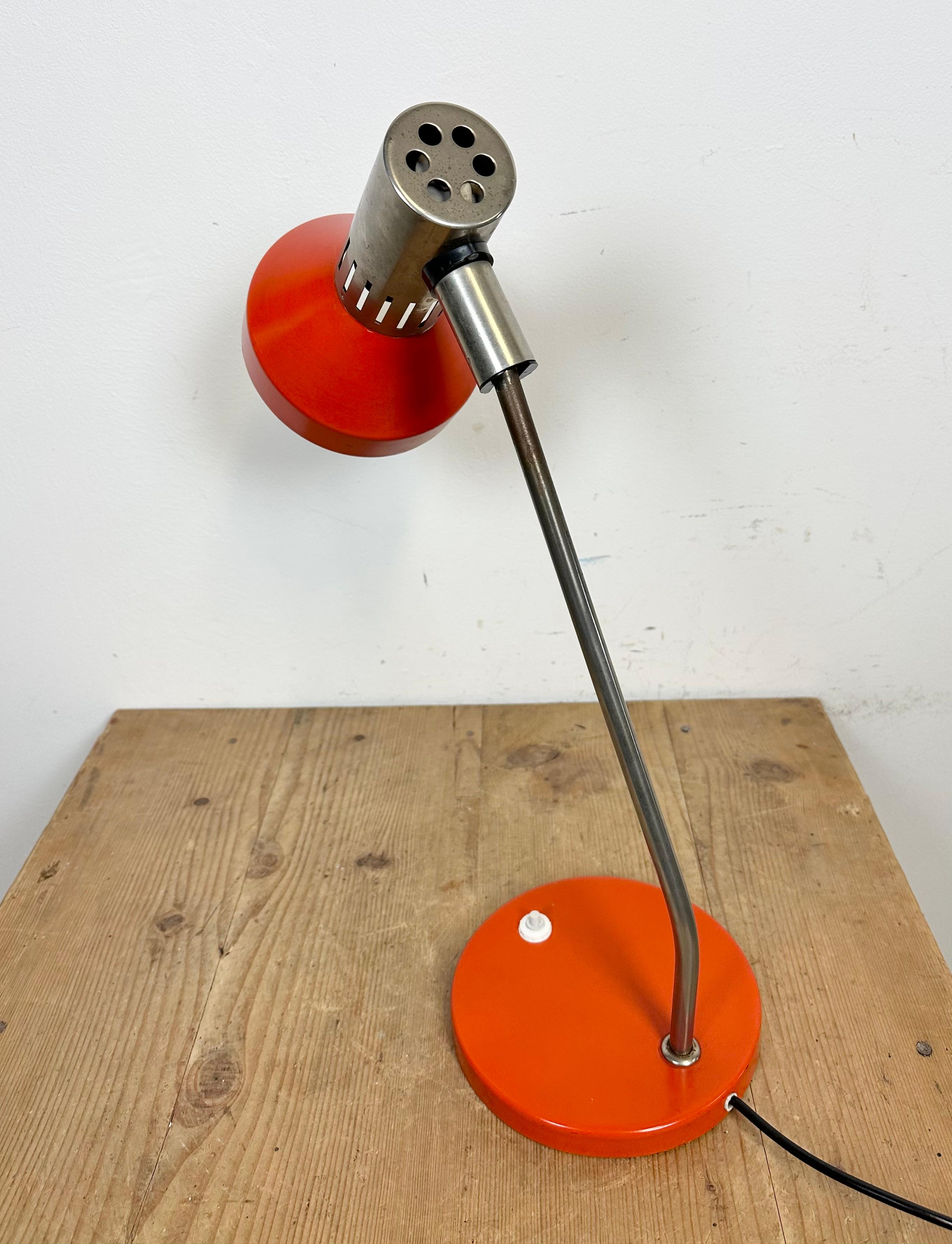 Aluminum Vintage Orange East German Table Lamp from AKA Leuchten, 1970s For Sale