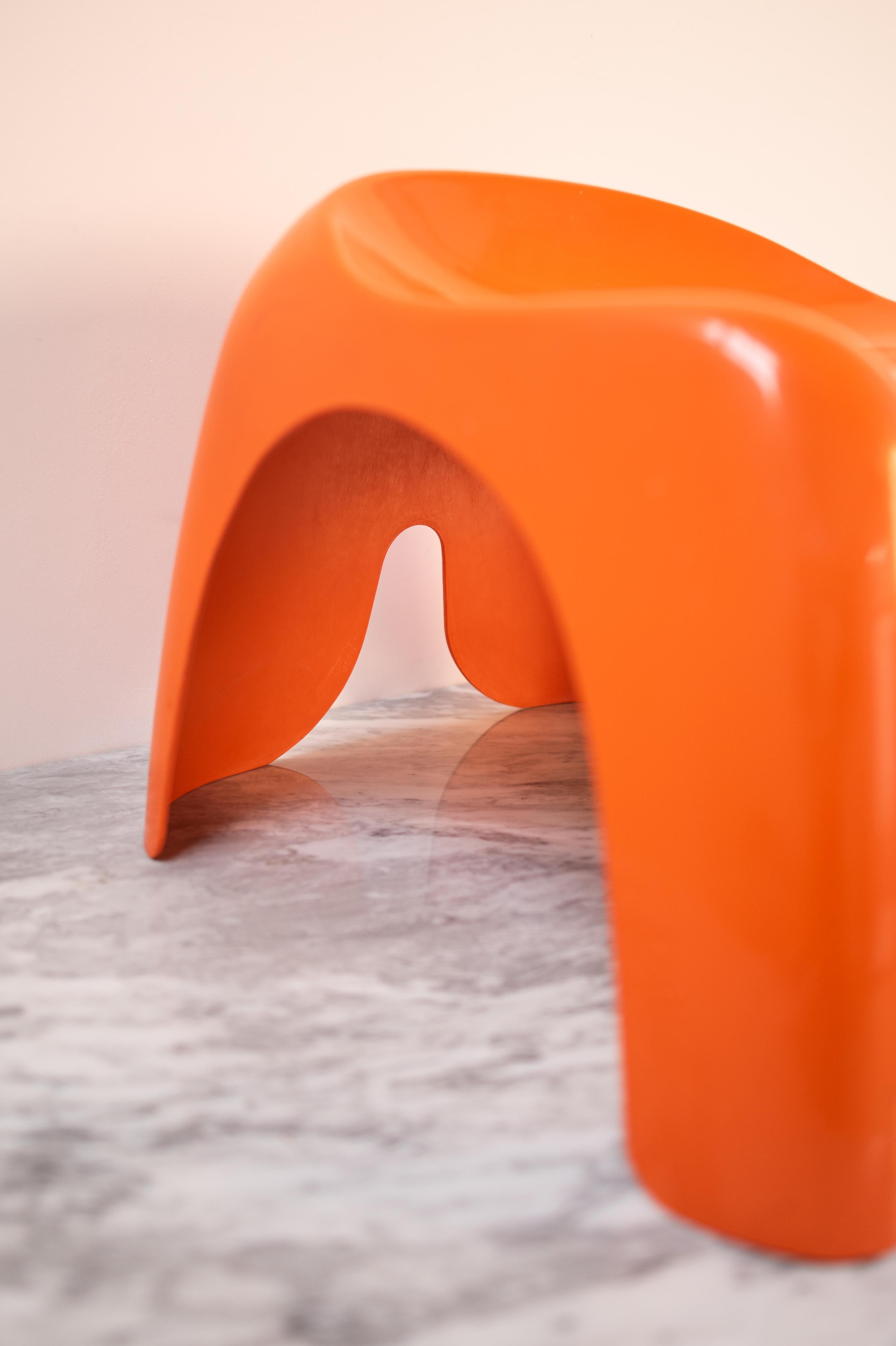 Mid-20th Century Vintage orange Efebino Stool by Stacy Dukes for Artemide, 1966 For Sale
