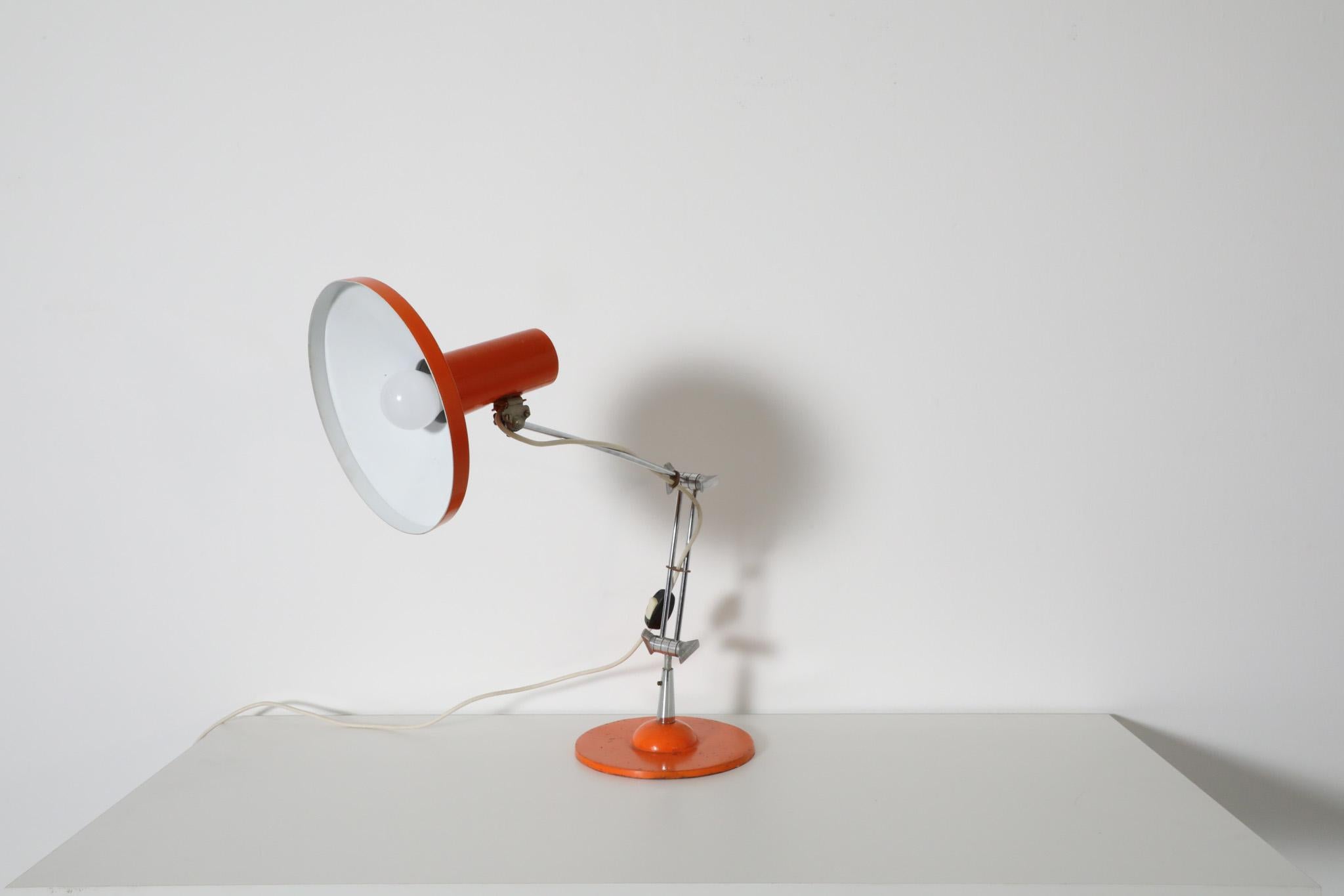 Metal Vintage Orange Enameled Architect Task Lamp For Sale