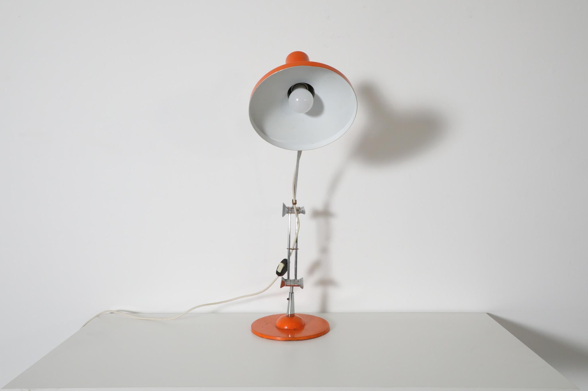 Vintage Orange Enameled Architect Task Lamp For Sale 1