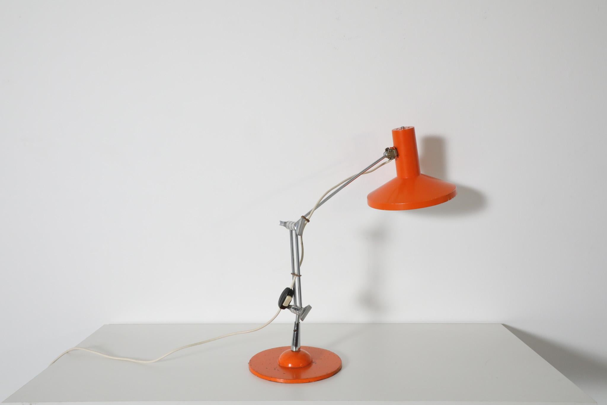 Vintage Orange Enameled Architect Task Lamp For Sale 2