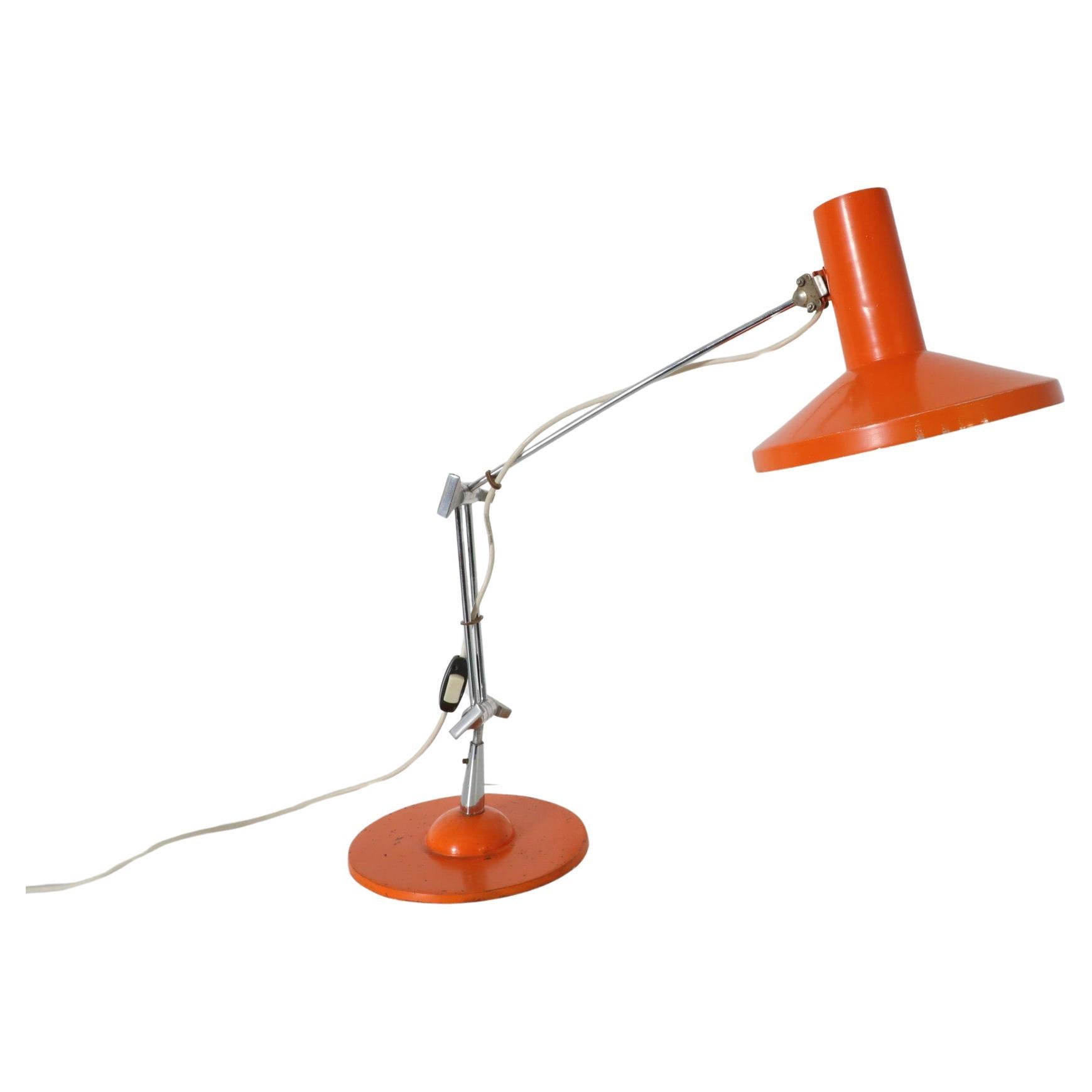 Vintage Orange Enameled Architect Task Lamp For Sale