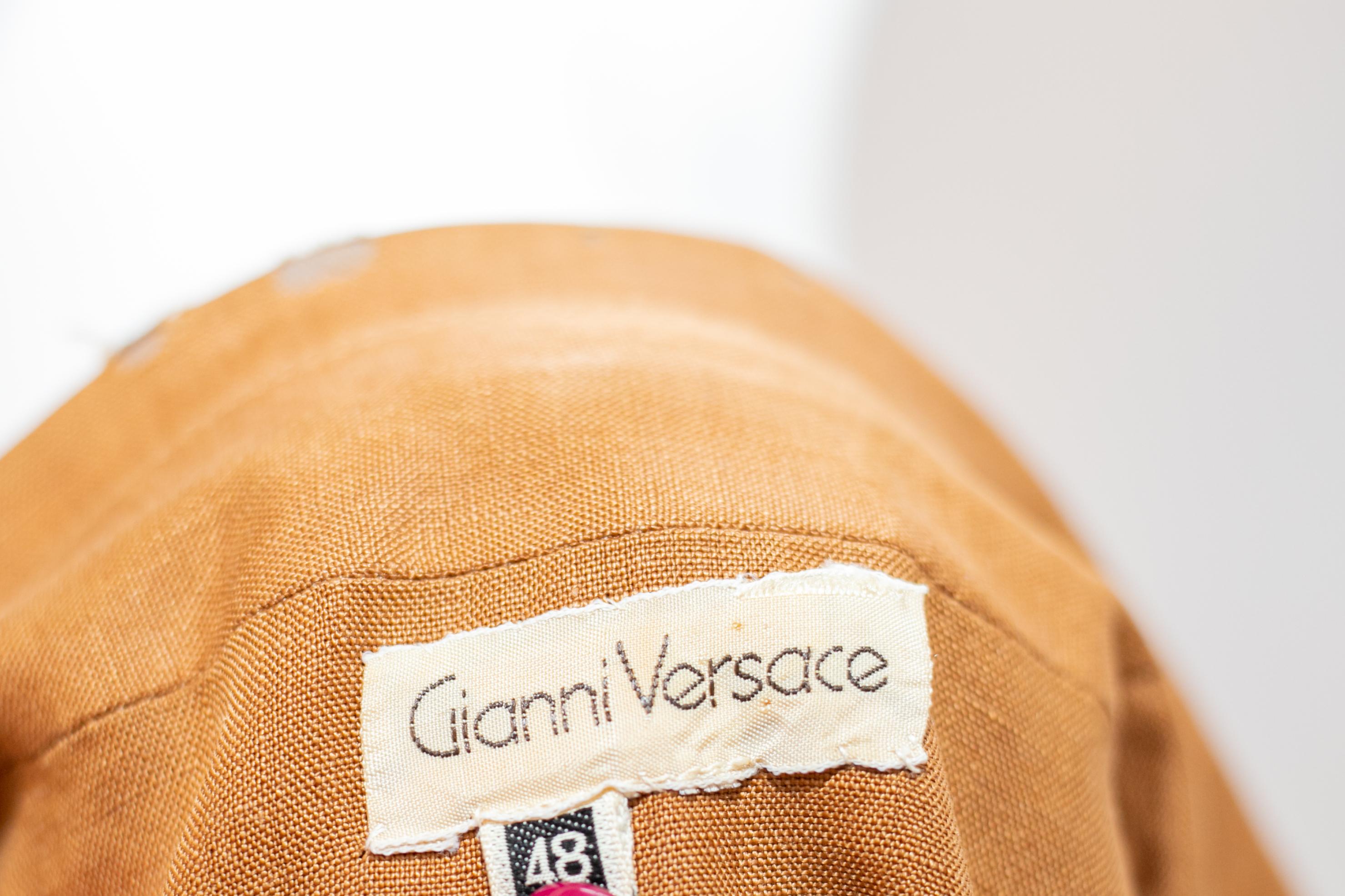 Vintage Orange Formal Suit by Gianni Versace For Sale 6
