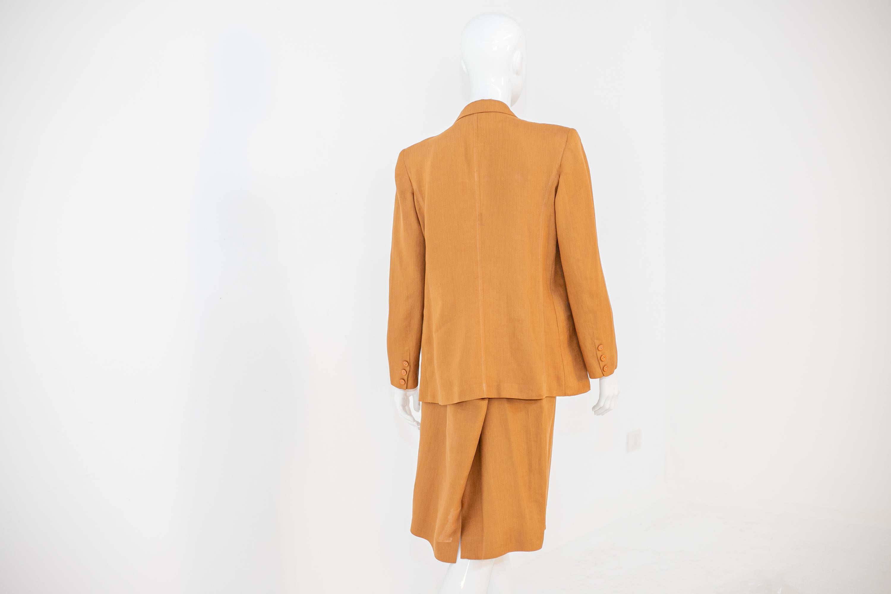 Vintage Orange Formal Suit by Gianni Versace For Sale 2