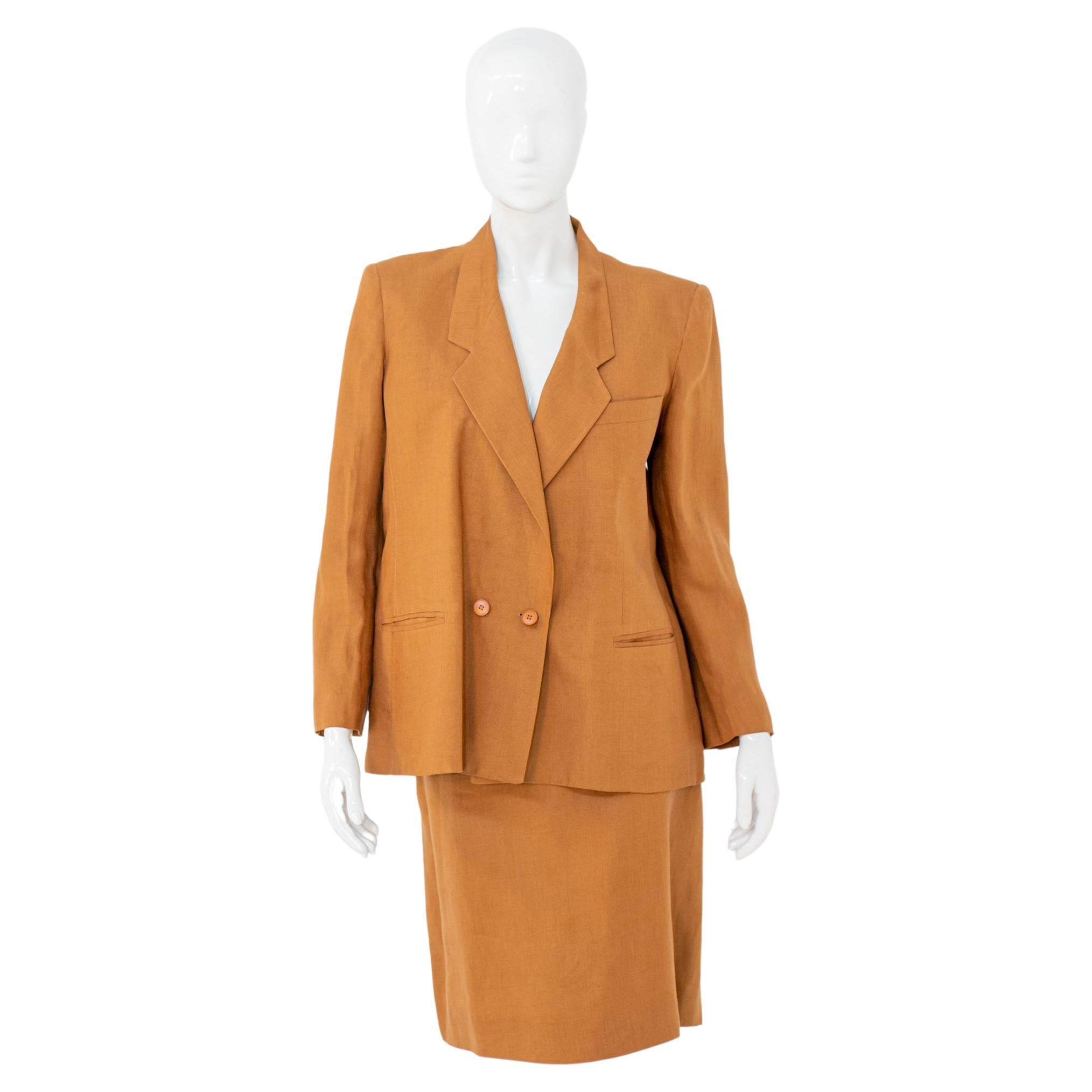 Vintage Orange Formal Suit by Gianni Versace For Sale