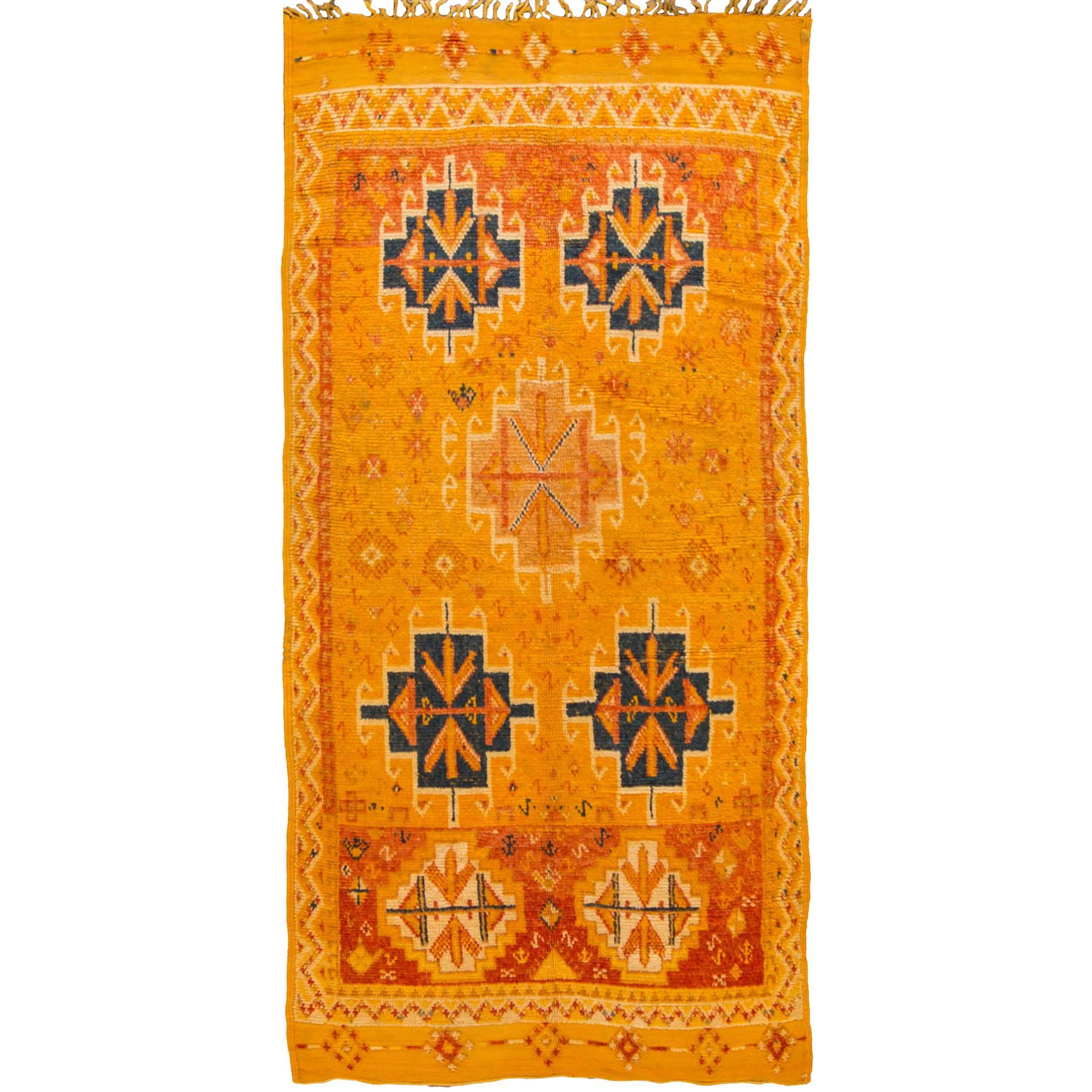 Vintage Orange Geometric Moroccan Rug