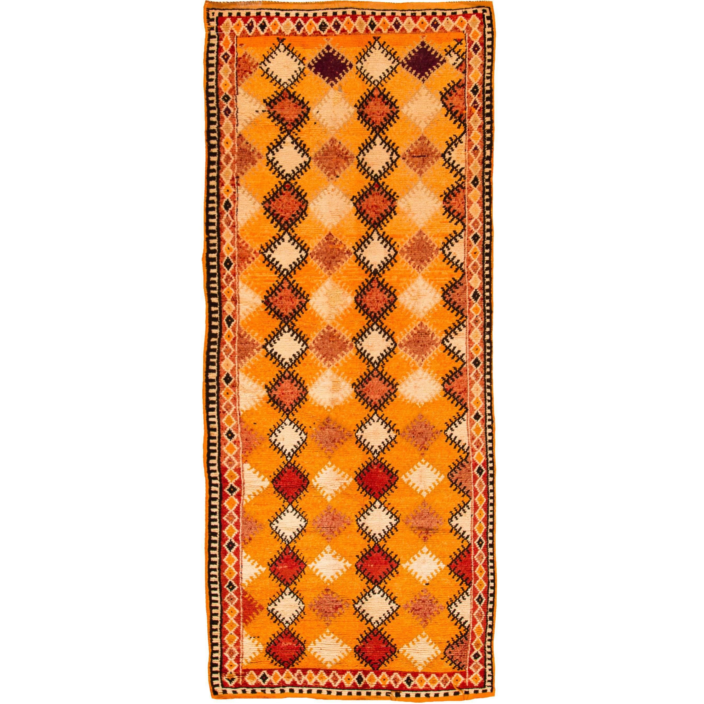Geometrischer marokkanischer Stammeskunstteppich aus der Mitte des 20. Jahrhunderts