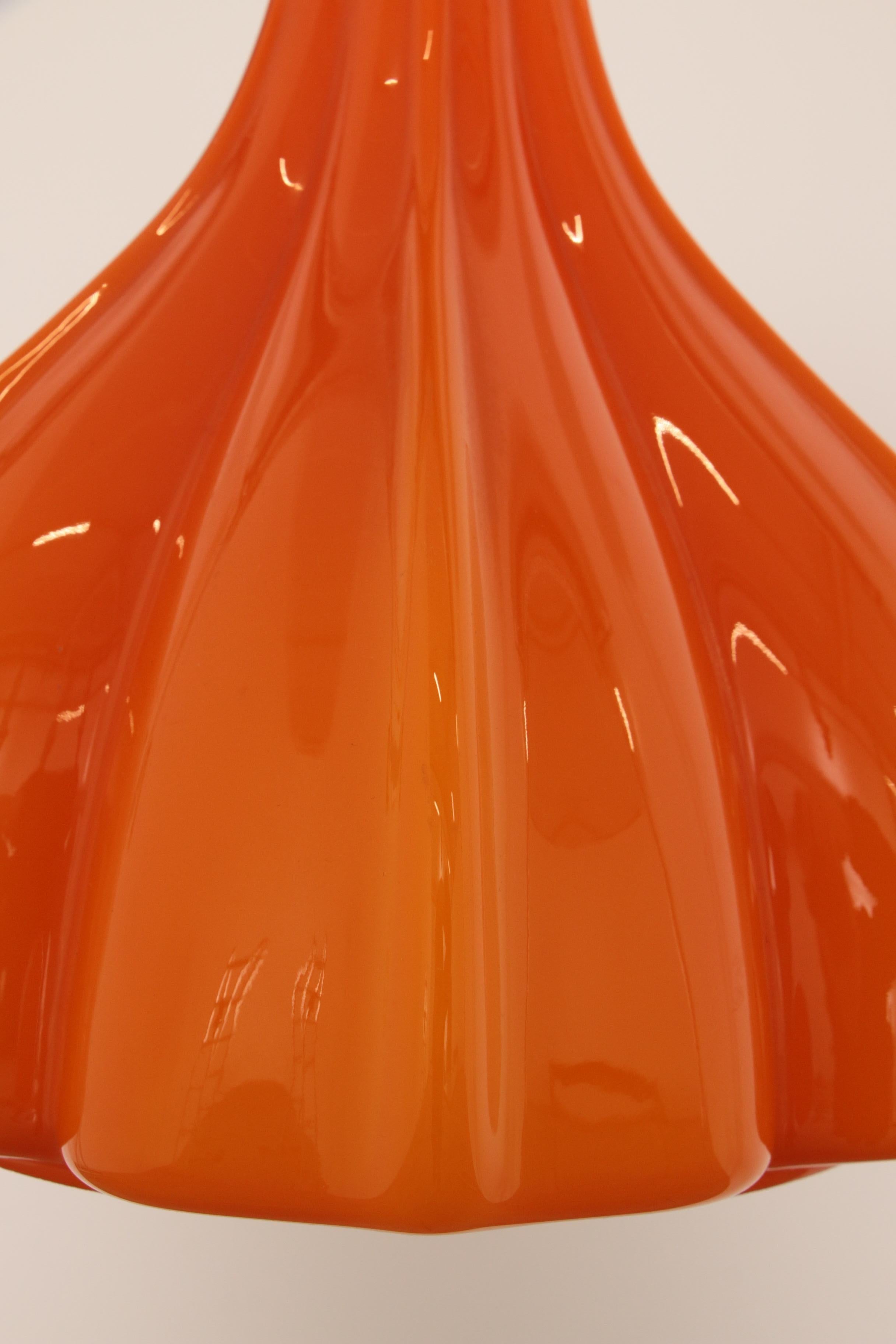 Vintage Orange Glass Pendant Lamp by Peill and Putzler, 1960 For Sale 5