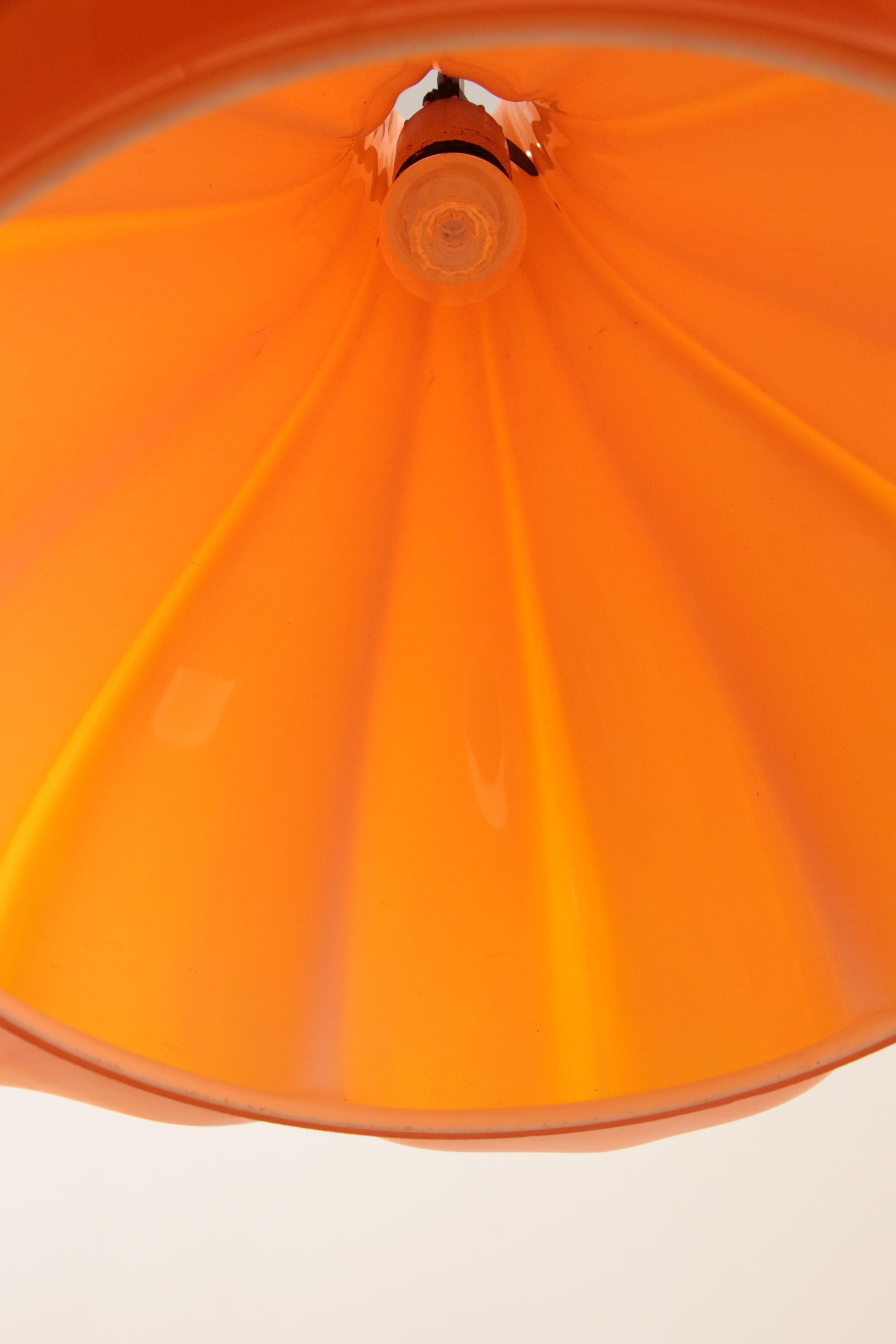 Vintage Orange Glass Pendant Lamp by Peill and Putzler, 1960 For Sale 2
