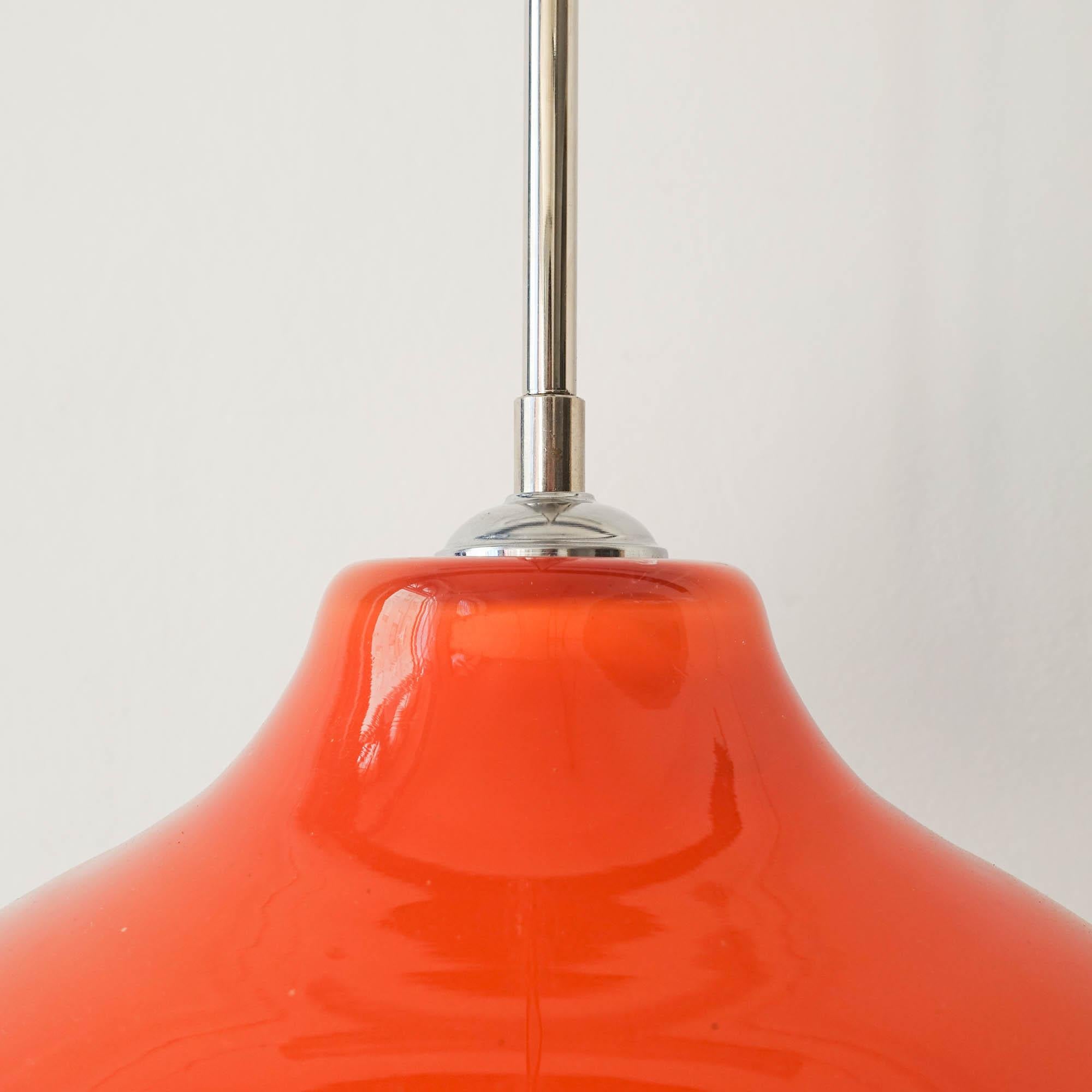 Lampe à suspension vintage en verre orange, de Marinha Grande, années 1960 3