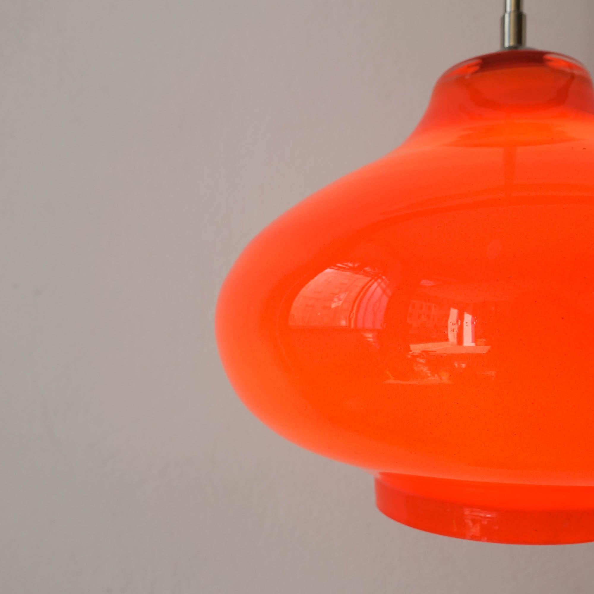Lampe à suspension vintage en verre orange, de Marinha Grande, années 1960 5