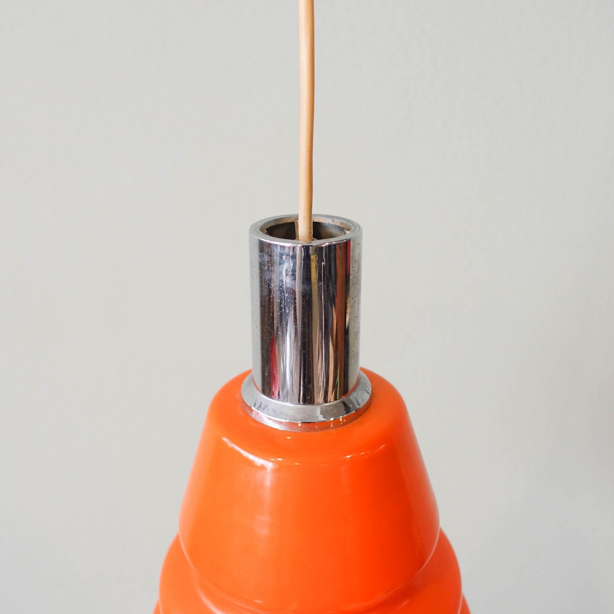 Vintage Orange Glass Pendant Lamp, from Marinha Grande, 1960's In Good Condition In Lisboa, PT