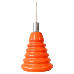 Lampe à suspension vintage en verre orange, de Marinha Grande, années 1960