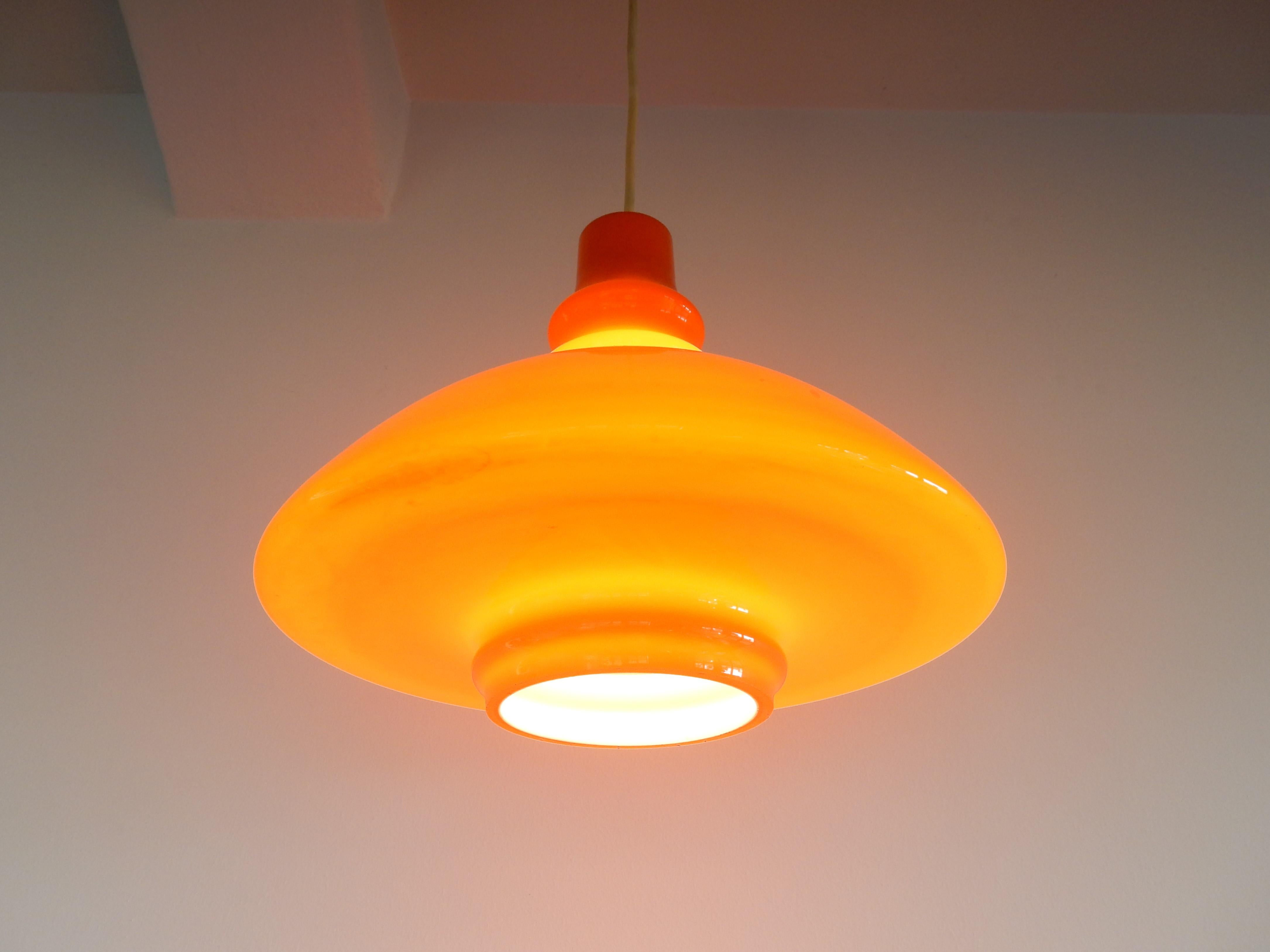 Mid-Century Modern Vintage Orange Glass Pendant Lamp, Germany