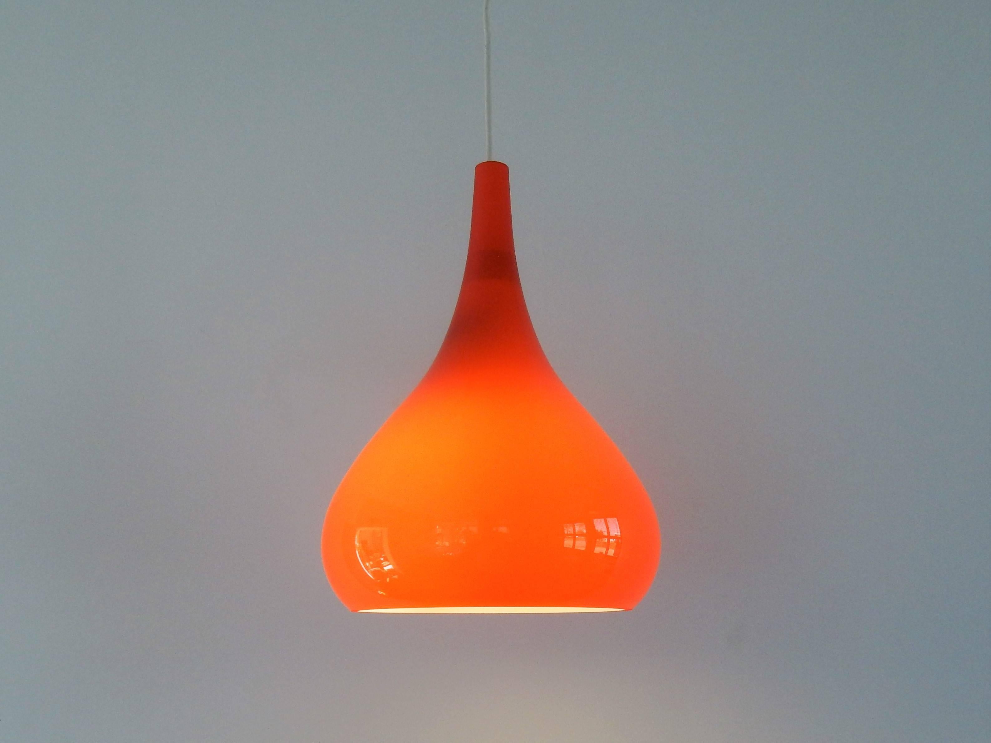 Mid-Century Modern Vintage Orange Glass Pendant Lamp, Denmark, 1960s
