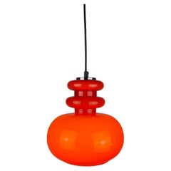 Vintage Light red glass pendant light by Peill and Putzler 1960