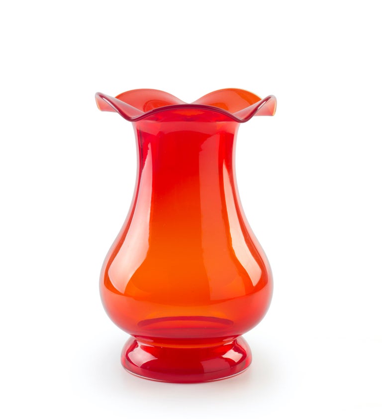 Vintage Orange Glass Vase, Northern Europe, 1970 at 1stDibs