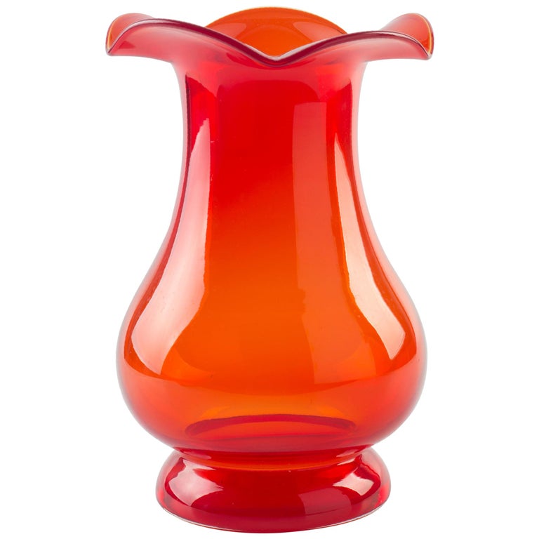 Vintage Orange Glass Vase, Northern Europe, 1970 at 1stDibs