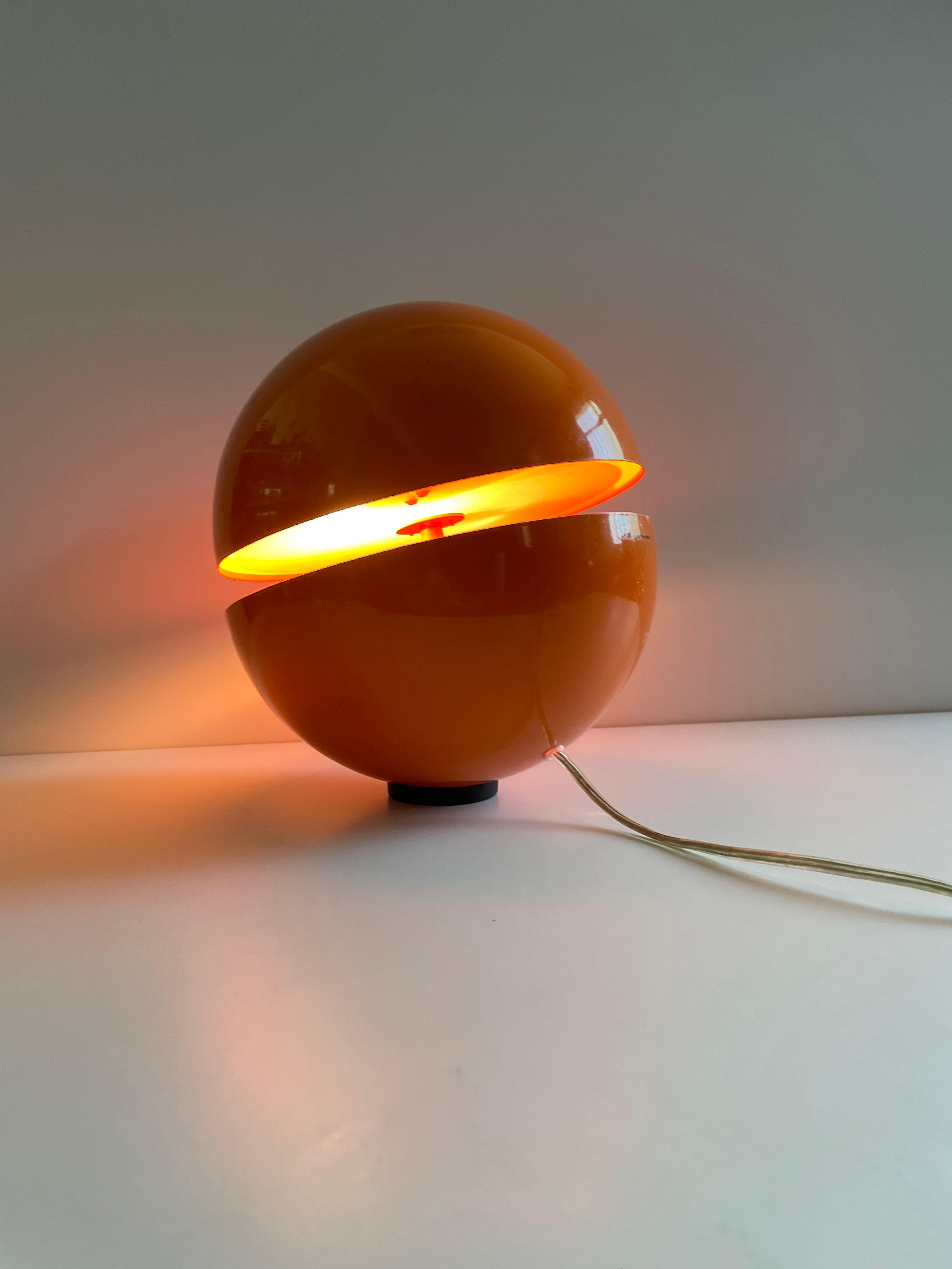 Swiss Vintage Orange Globe Table Lamp by Andrea Modica for Lumess, 1980s
