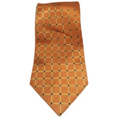 Vintage orange, gold and blue pois silk tie
