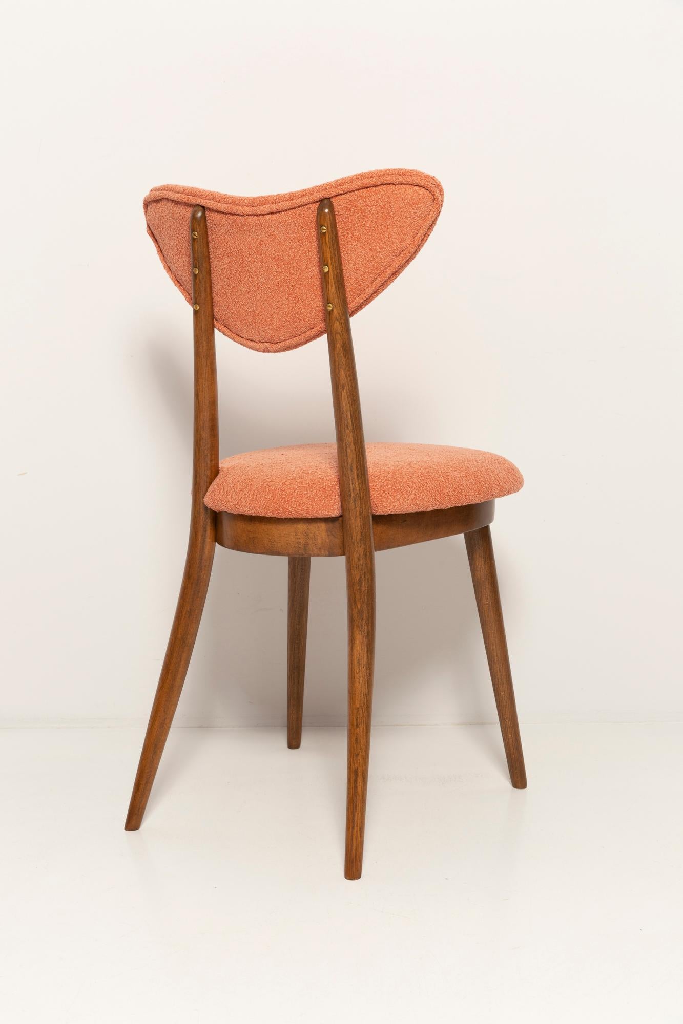 Vintage Orange Heart Velvet Chair, Europe, 1960s For Sale 3