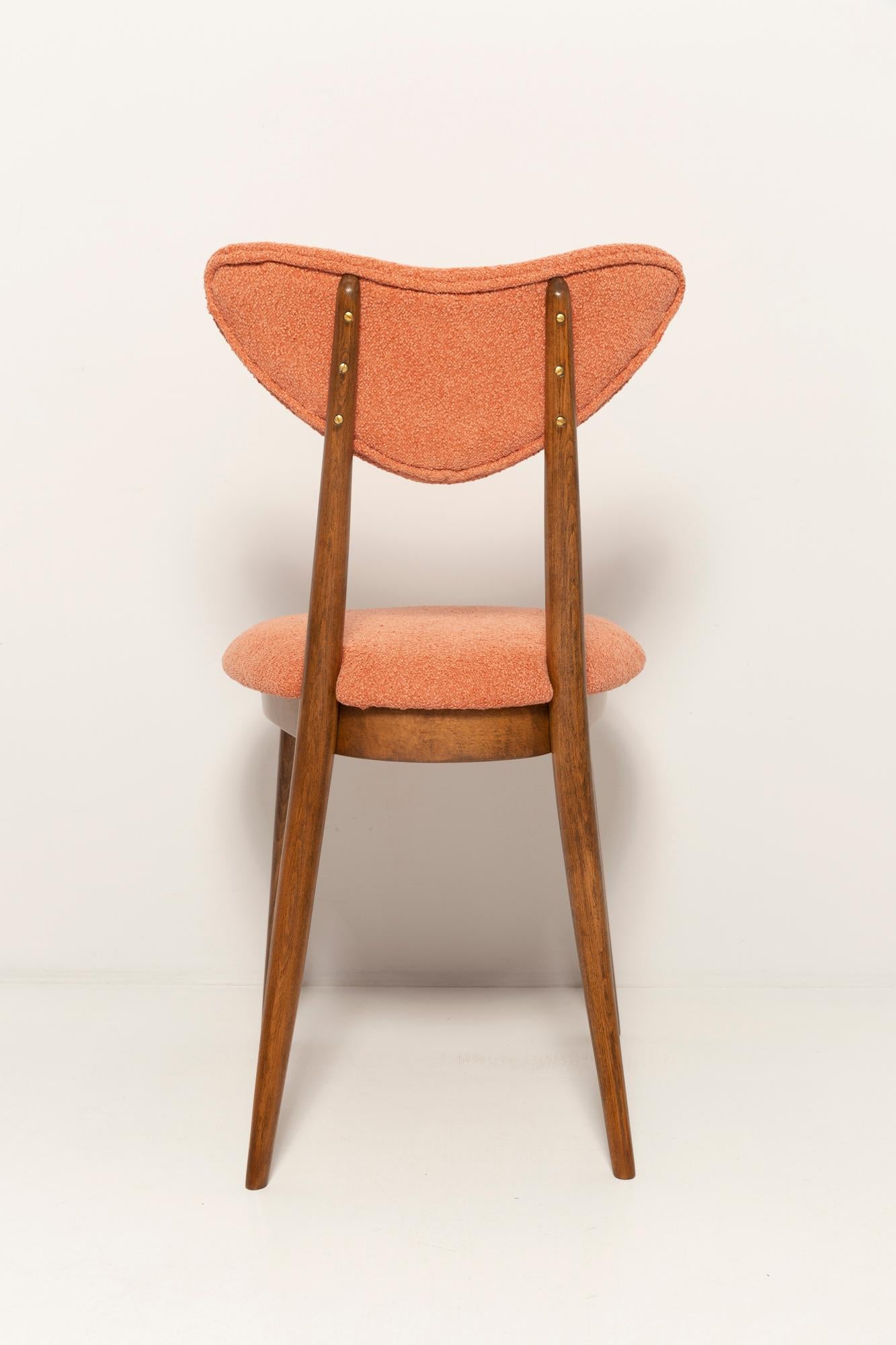 Vintage Orange Heart Velvet Chair, Europe, 1960s For Sale 4