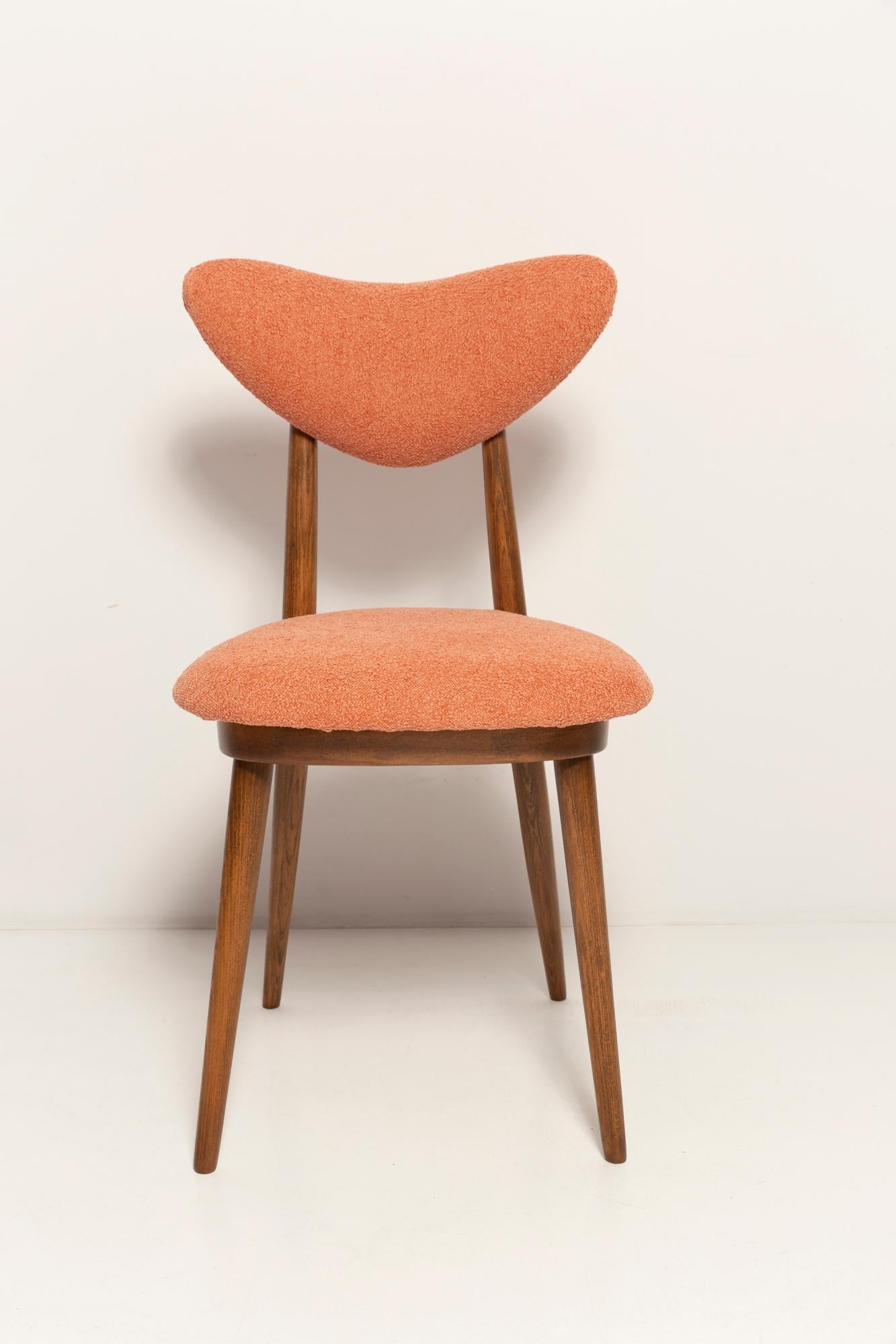 Vintage Orange Heart Velvet Chair, Europe, 1960s For Sale 7