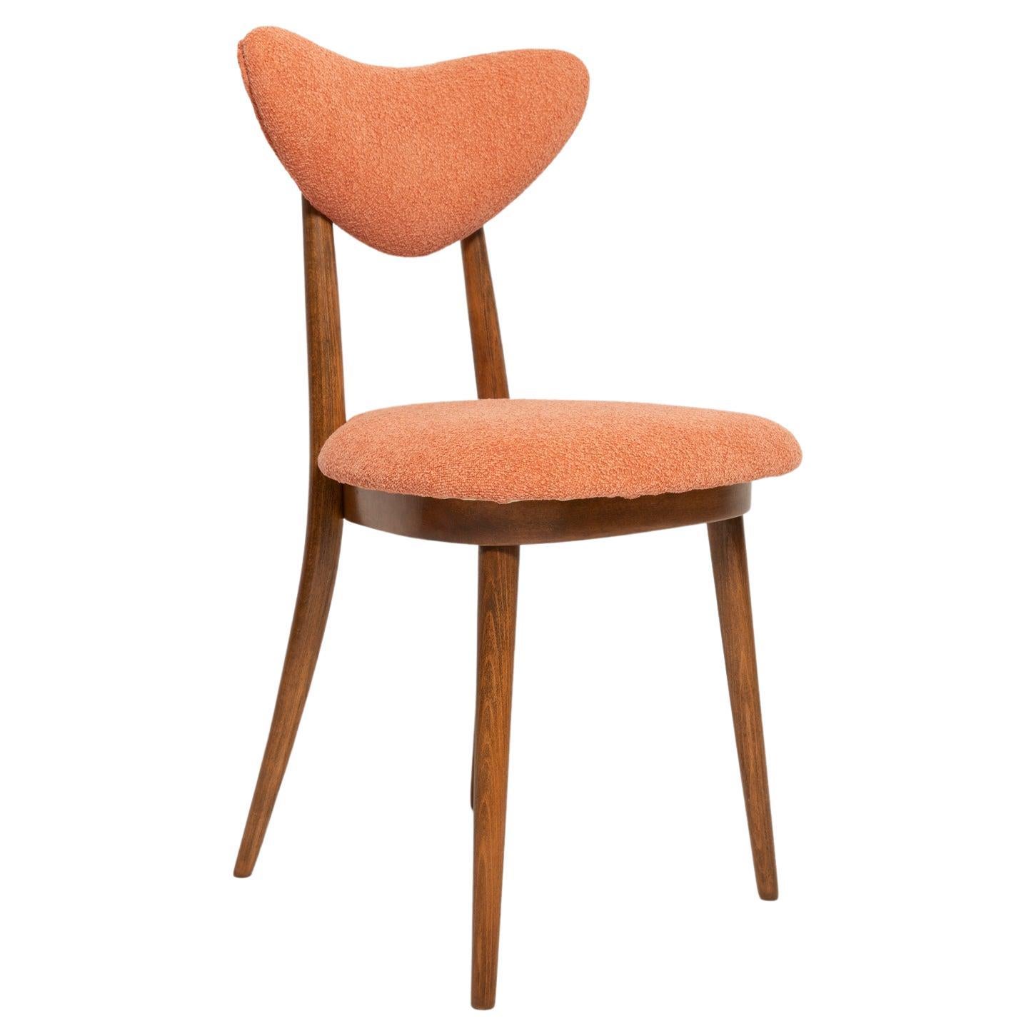 Vintage Orange Heart Velvet Chair, Europe, 1960s For Sale
