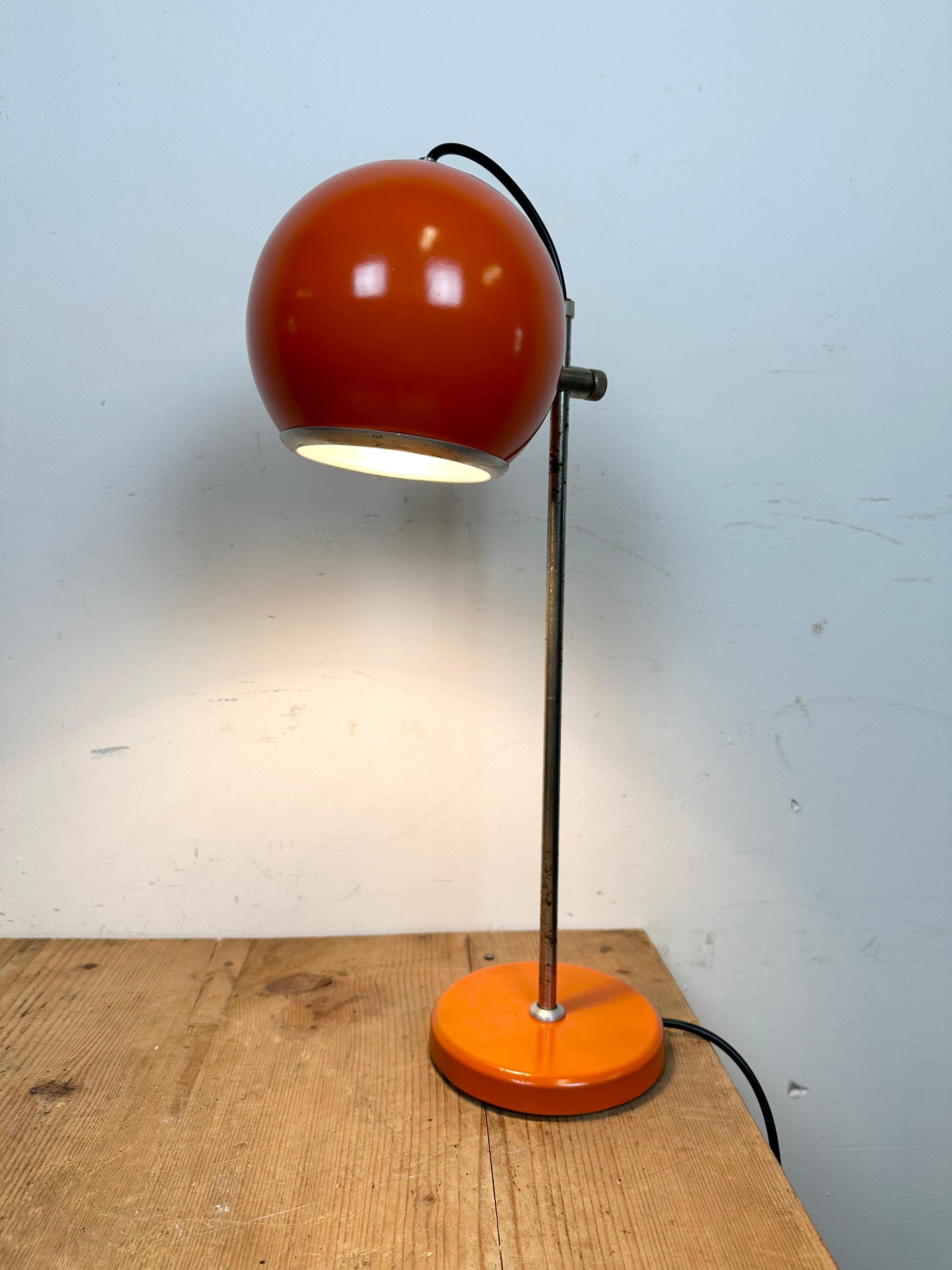 Lámpara de mesa húngara naranja vintage de Elektrofem, años 70 en venta 4