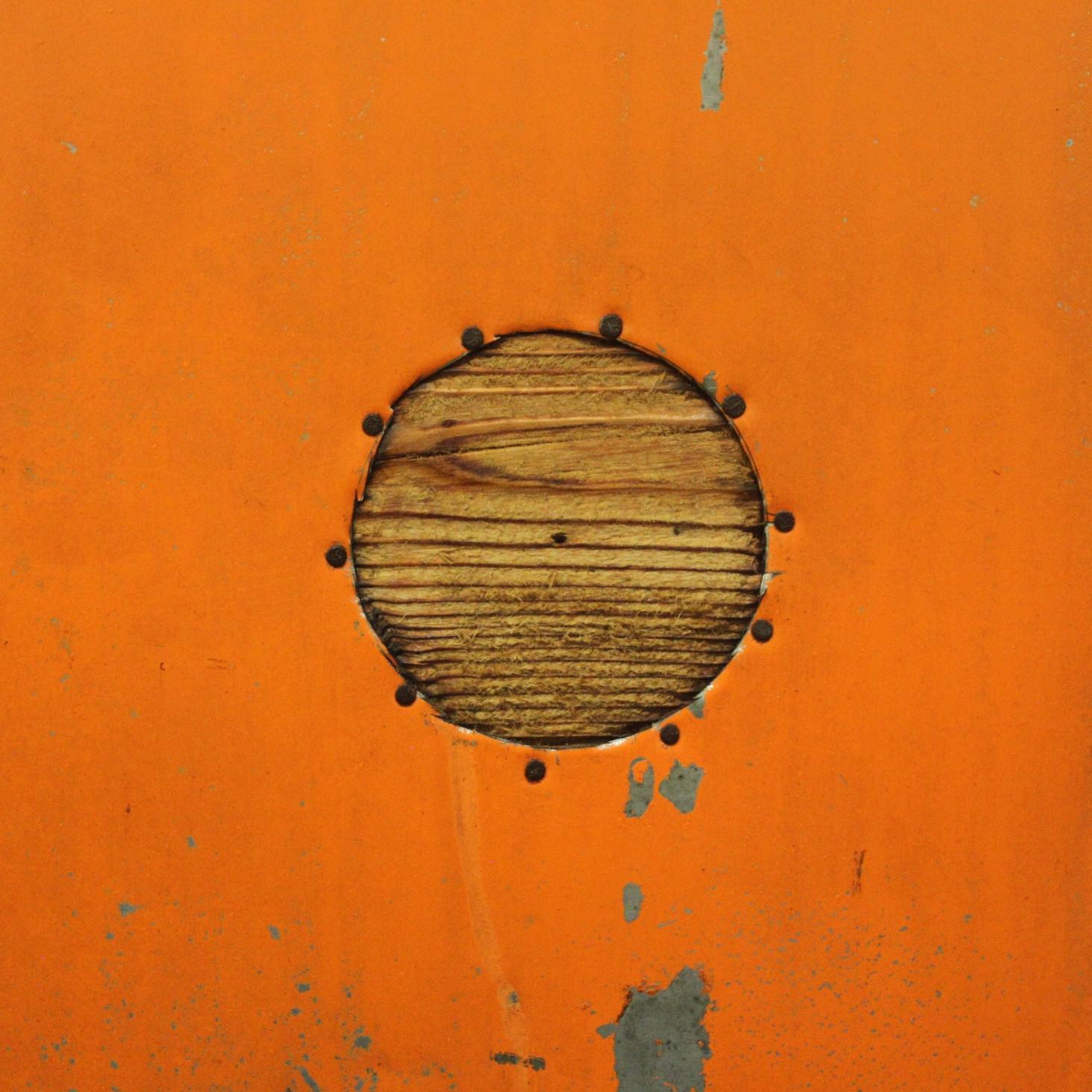 Plated Vintage Orange Industrial Steel Plate Fire Door from 1915 Print Factory