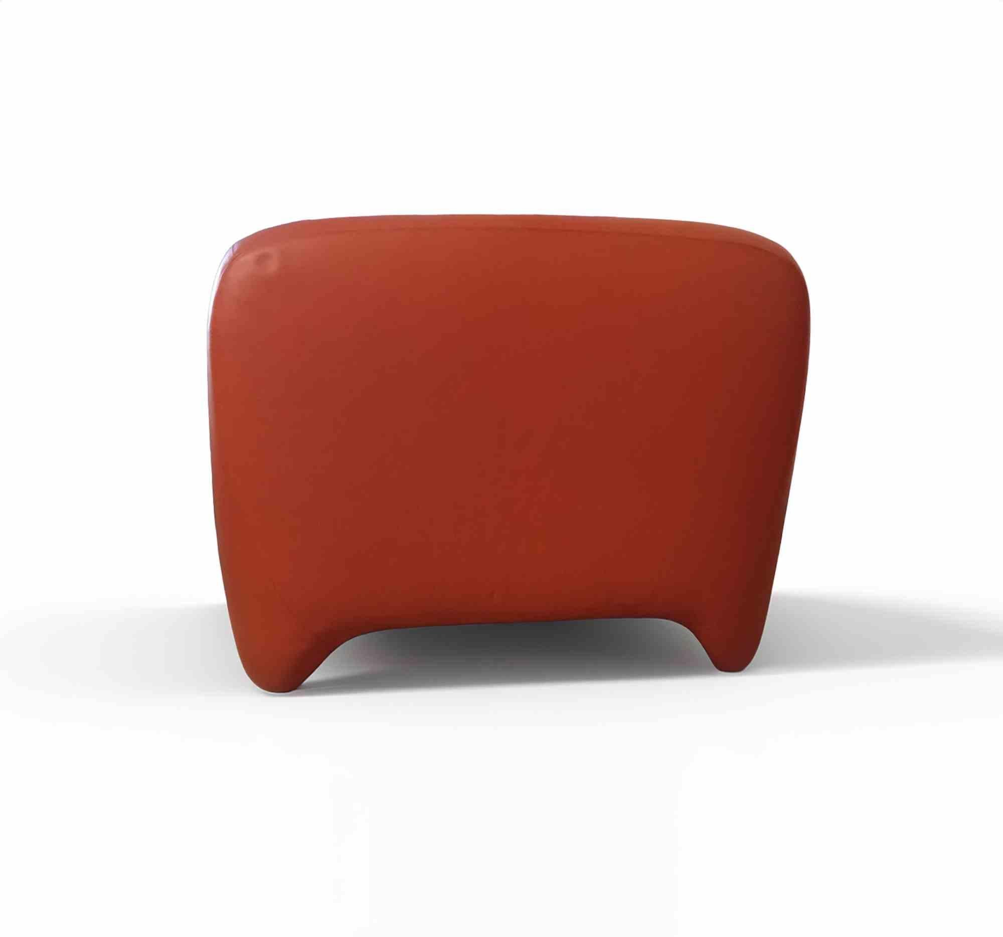 Sillón vintage de cuero naranja de Cinova, años 80 finales del siglo XX en venta