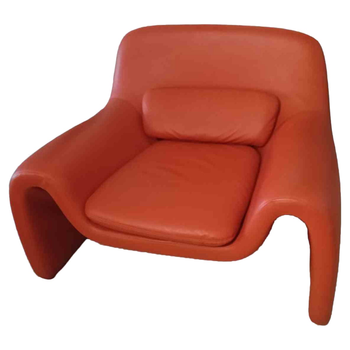 Sillón vintage de cuero naranja de Cinova, años 80 en venta