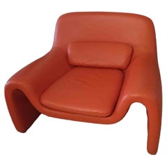 Vintage Orange Ledersessel von Cinova, 1980er Jahre
