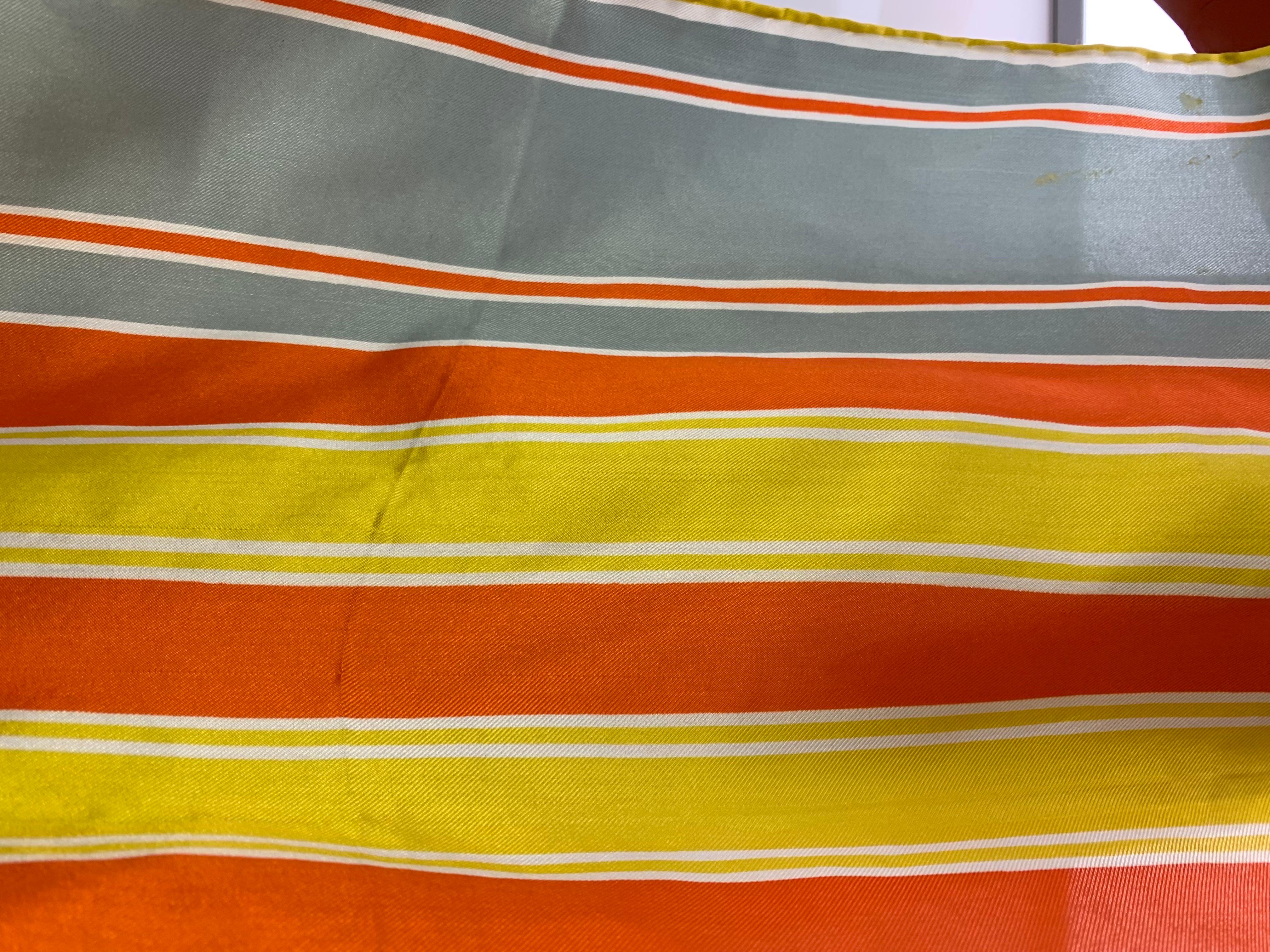 Vintage Orange Leather Gloves & Coordinating Graphic Print Vera Silk Scarf Set For Sale 3